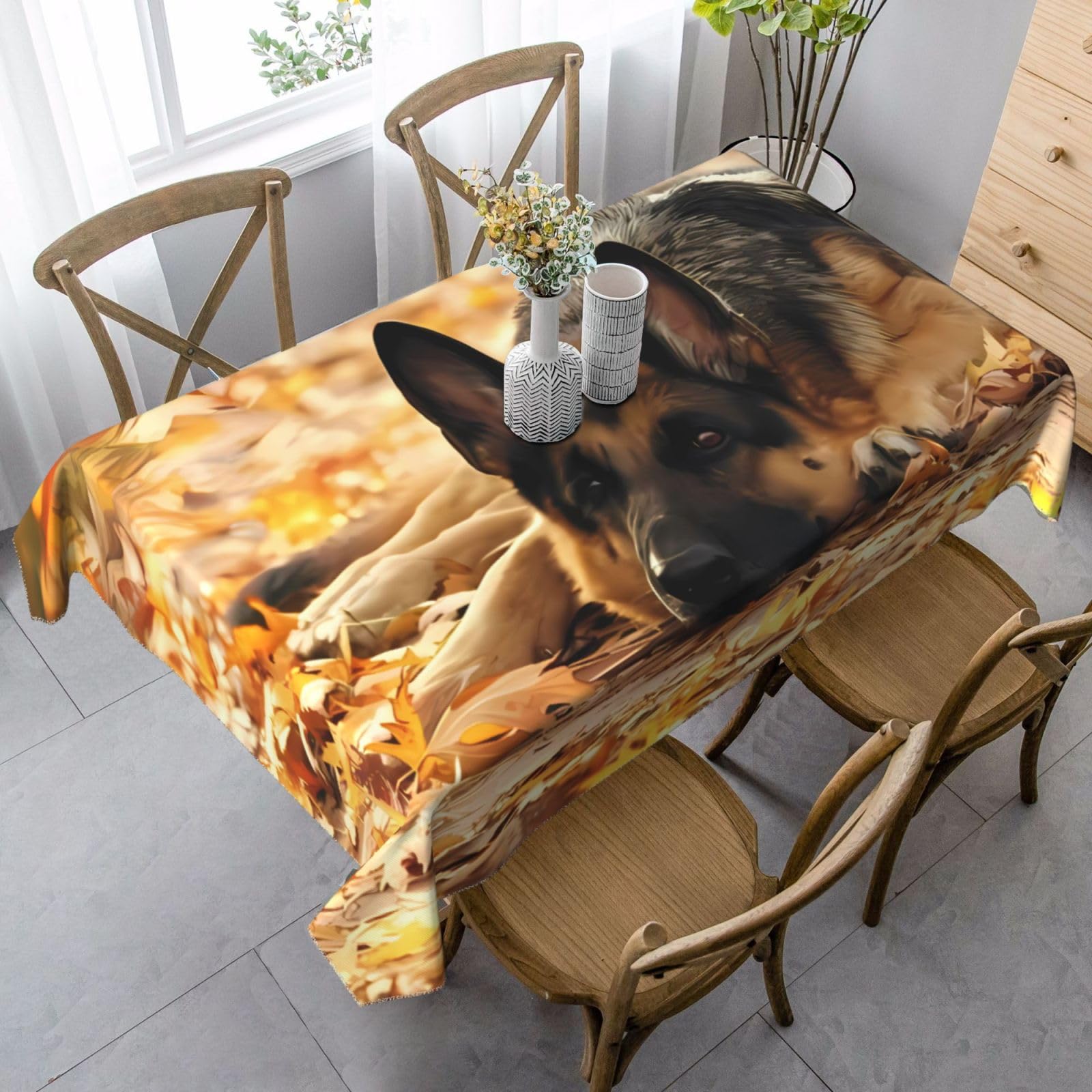 Lghhgy German Shepherd Dog Print Rectangle Tablecloth For Dining Table – Kitchen Decor, Perfect For Holiday & Party Tablecloths