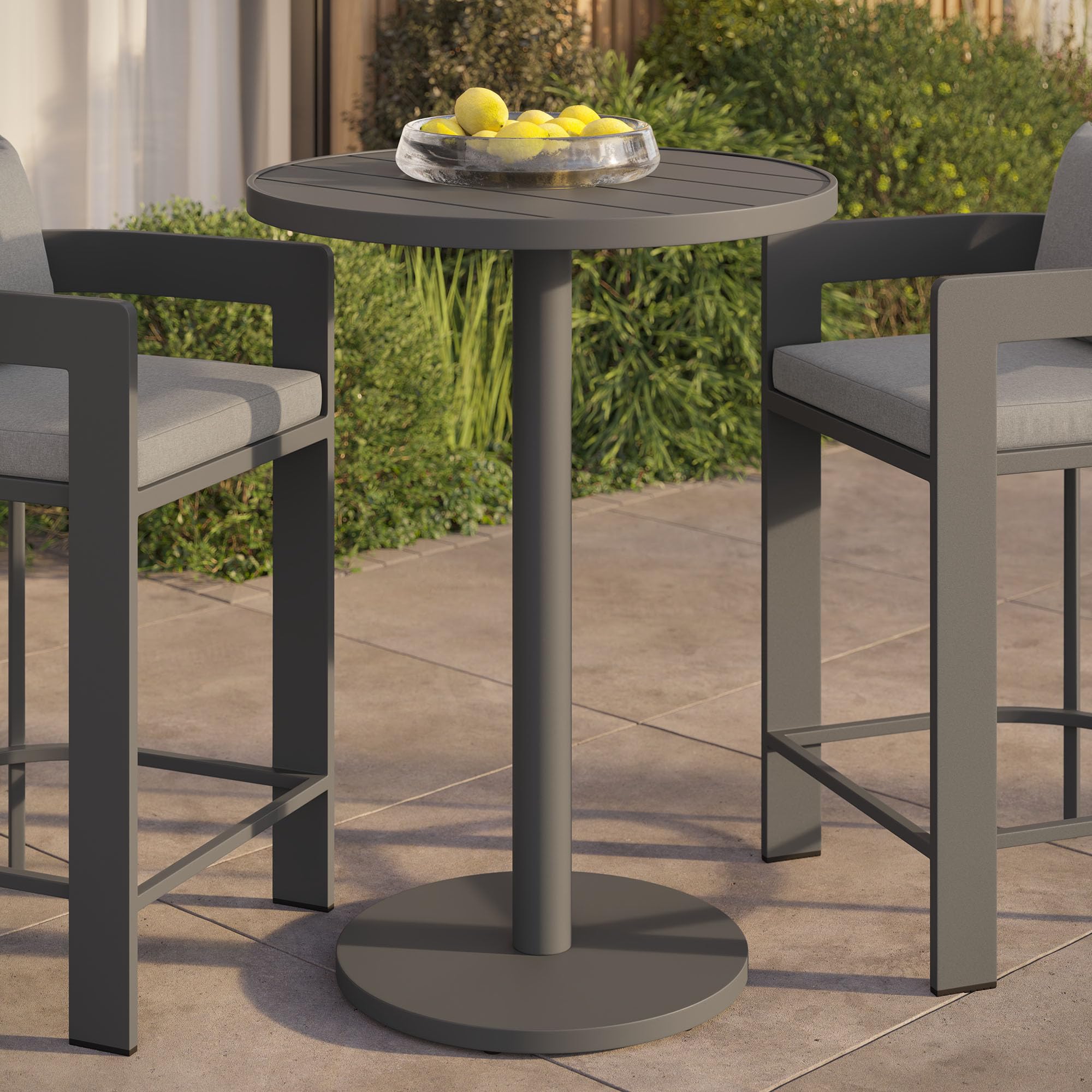 Photo 1 of Modway Tahoe 31 Inch Round Outdoor Patio Bar Height Table in Gray