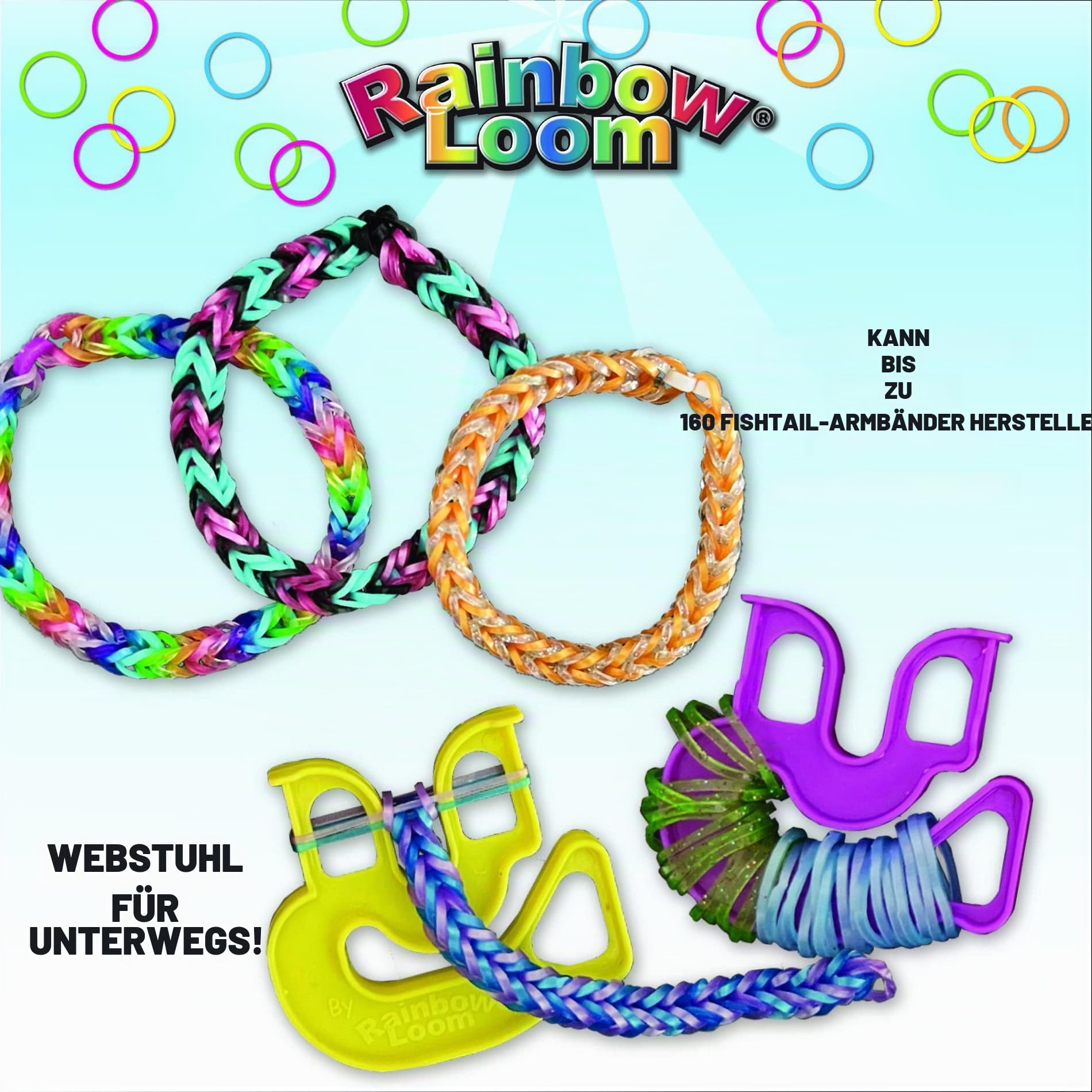 Rainbow Loom Treasure Box Sparkle Edition,8.000 Gummibänder in 8 verschiedenen glitzernden Farben,und ein Bonus von 2 Happy Looms,tolle Aktivitäten für Jungen Mädchen ab 7 Jahren, multi, B0337