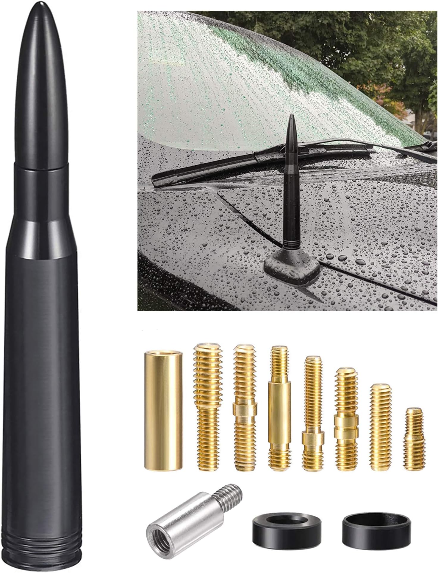 Bingfu Car Truck Bullet Antenna Mast Vehicle Antenna Replacement for Heavy Duty Classic Pickup Trucks