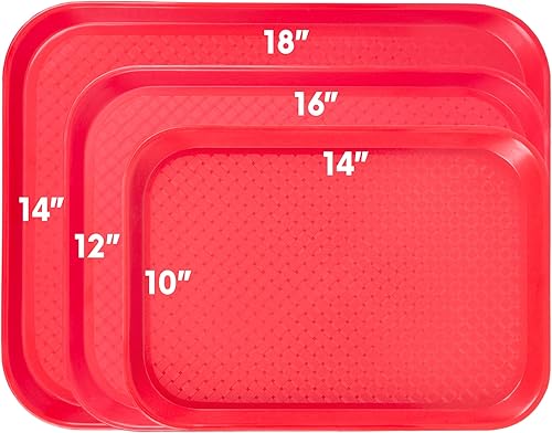 Miniatura 7 de Bandeja de cafetería de comida rápida  Bandeja rectangular de plástico texturizado para TV de 12 x 16 pulgadas  Almuerzo escolar, comedor y equipo
