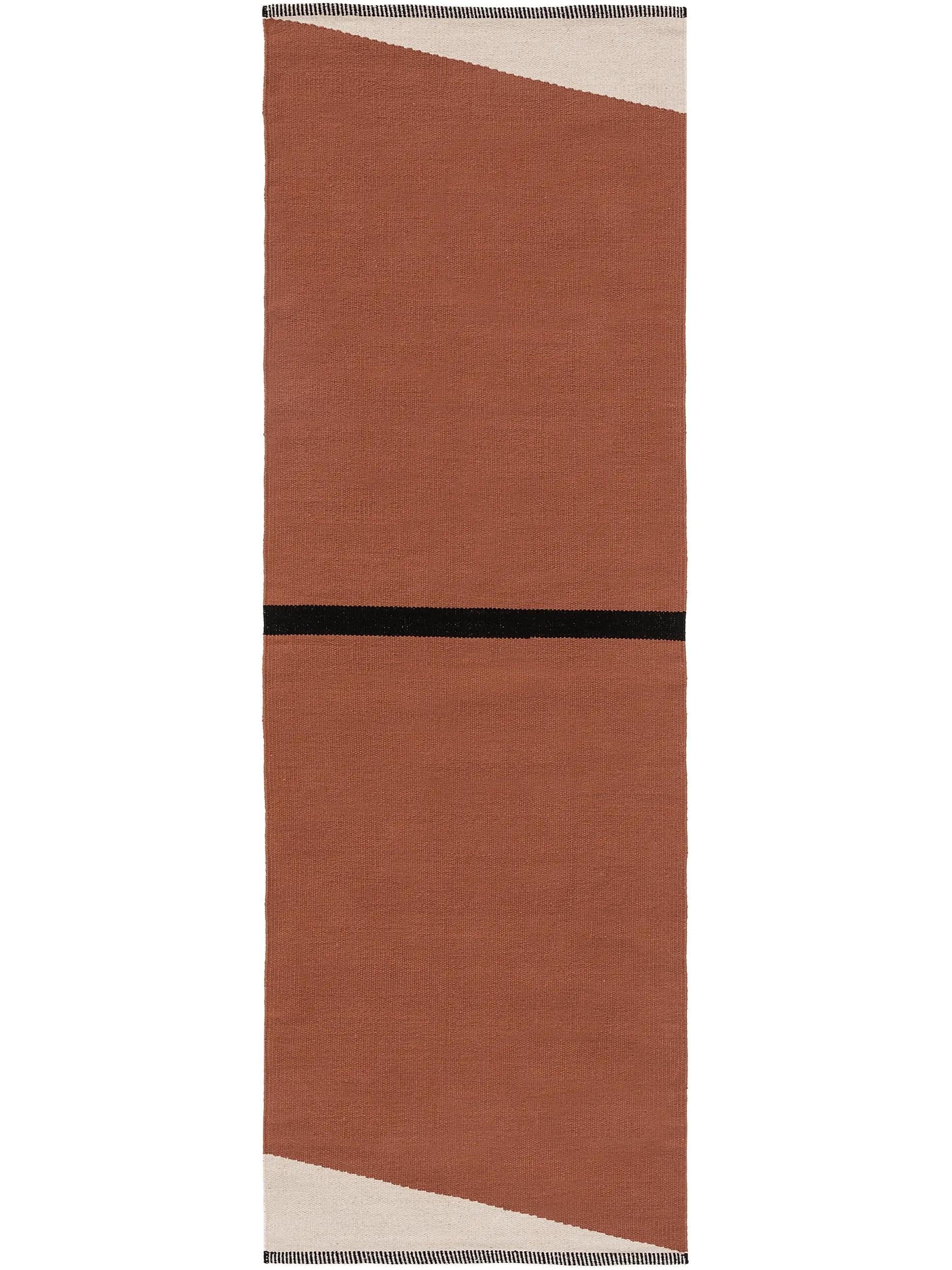benuta Pop Lenny Tapis en coton - Terracotta 70 x 200 cm - 100 % coton - Chemin de couloir & style : abstrait, géométrique, rayures, minimaliste, naturel, rétro, facile d'entretien, pour salon