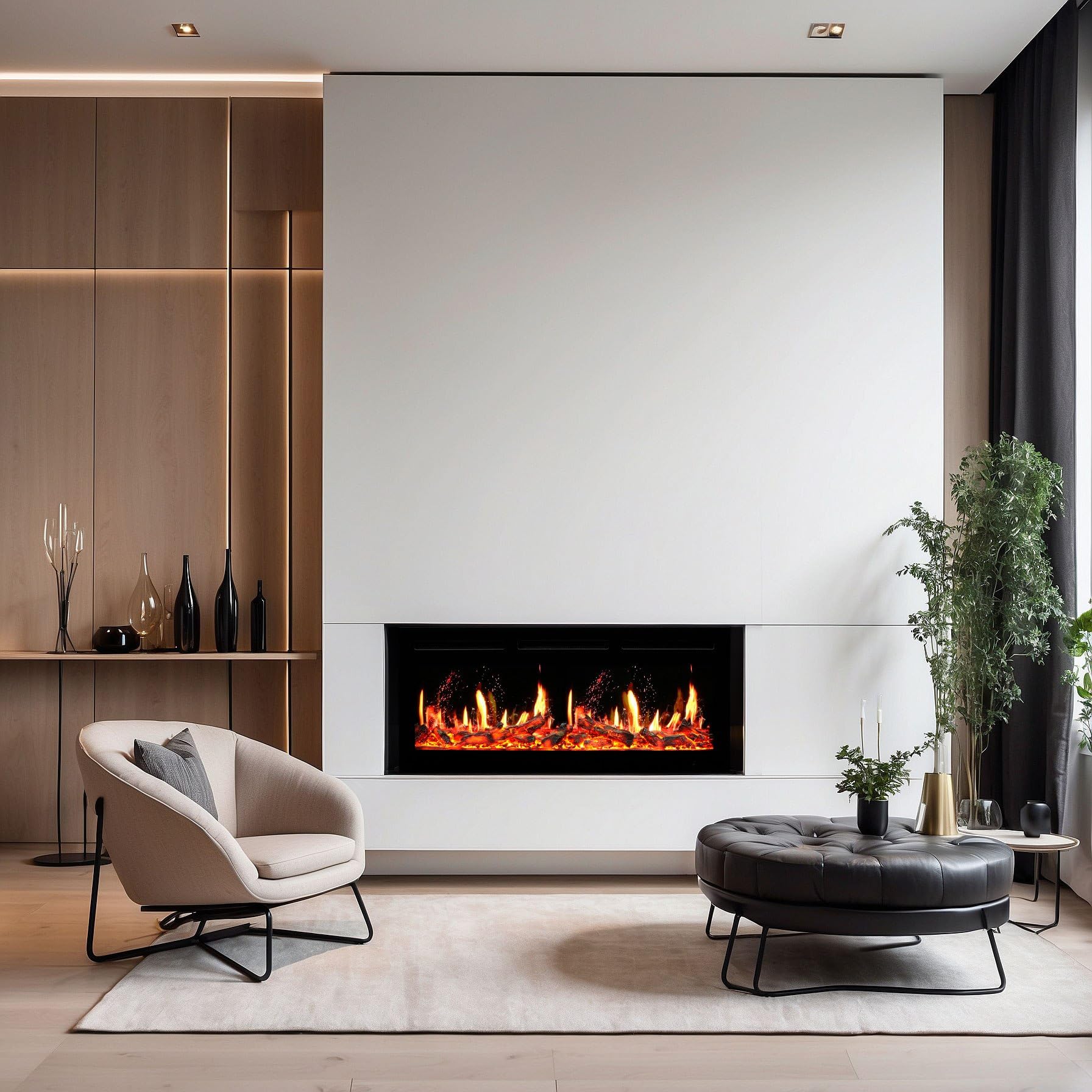 V-Art, camino elettrico da parete con schermo LCD, effetto fiamma realistico, 5 colori, stufa con tecnologia di visualizzazione delle fiamme 5D (127 cm)