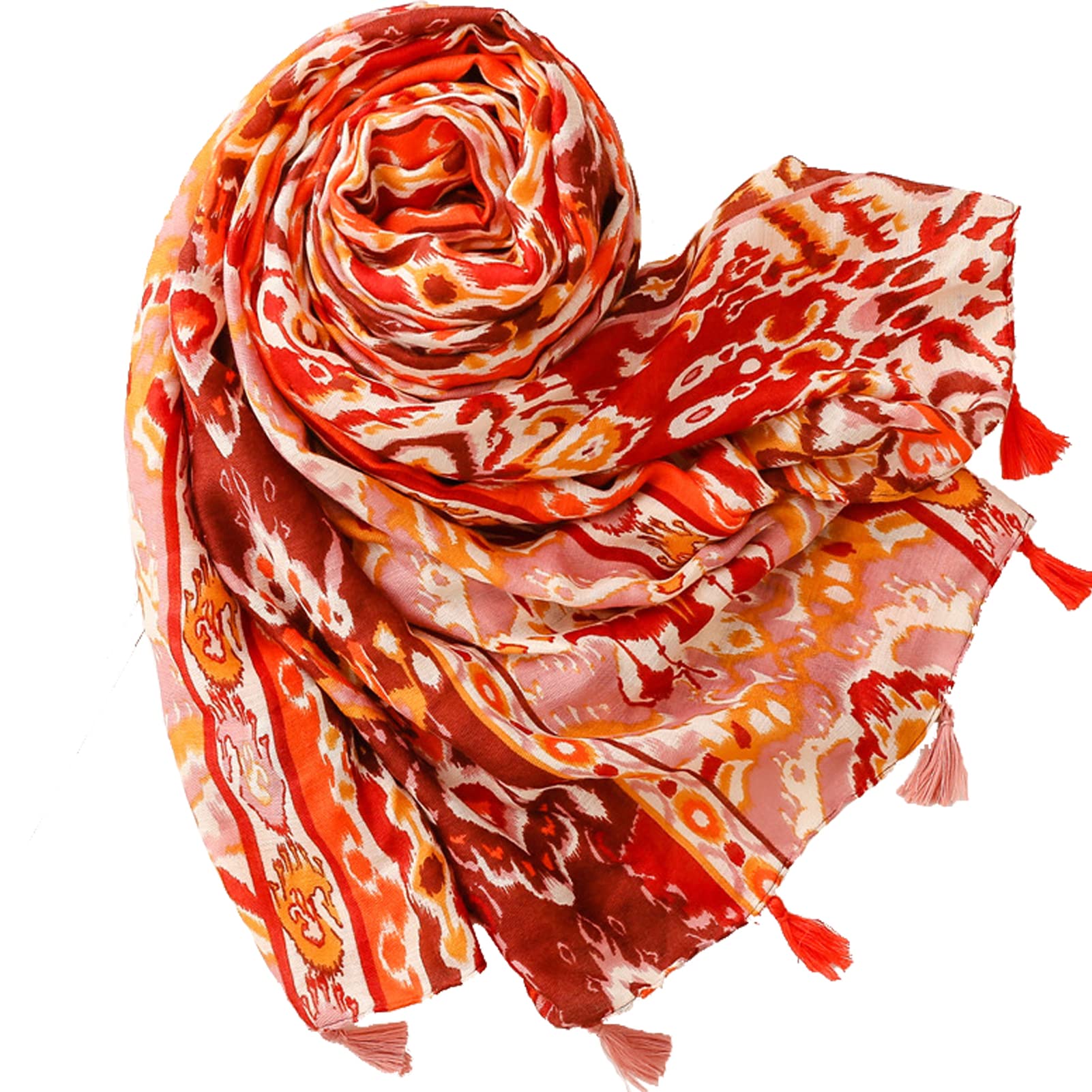 CrrezhaiBohemia Scarves Boho Scarf for Women Colorful Soft Cotton Travel Lightweight Stylish Print Floral Stole