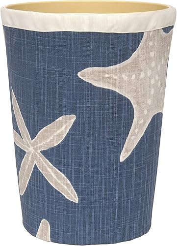 Cubo de basura decorativo para baño, cesta de basura redonda de plástico con cubierta de tela azul lavable, juegos de baño con temática de playa de disponible en Yaxa Colombia