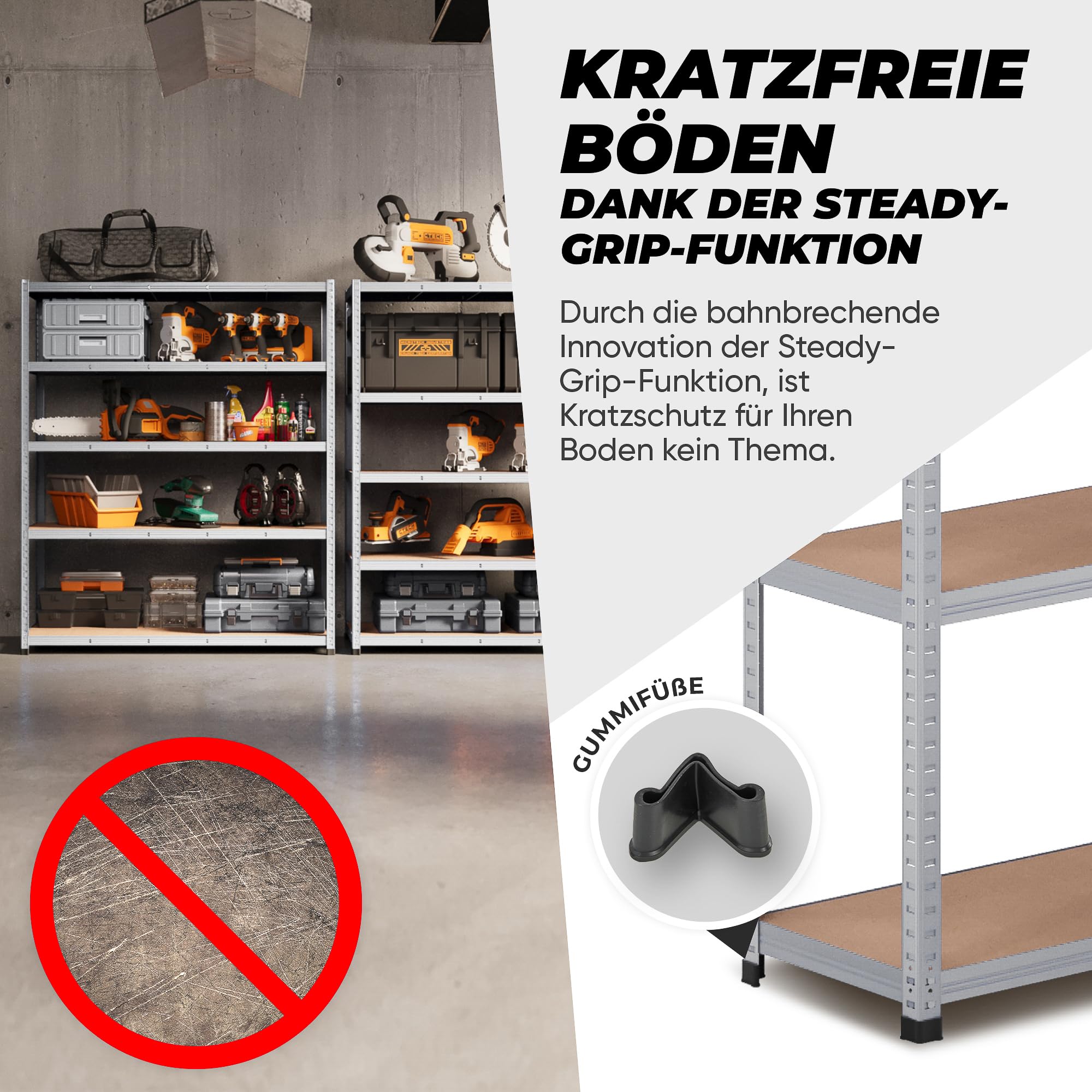 ALL Premium Schwerlastregal 3er-Set 180x150x40cm Silber – Bis 1250 kg belastbar, höhenverstellbar, Stecksystem, ideal für Lager, Garage & Keller