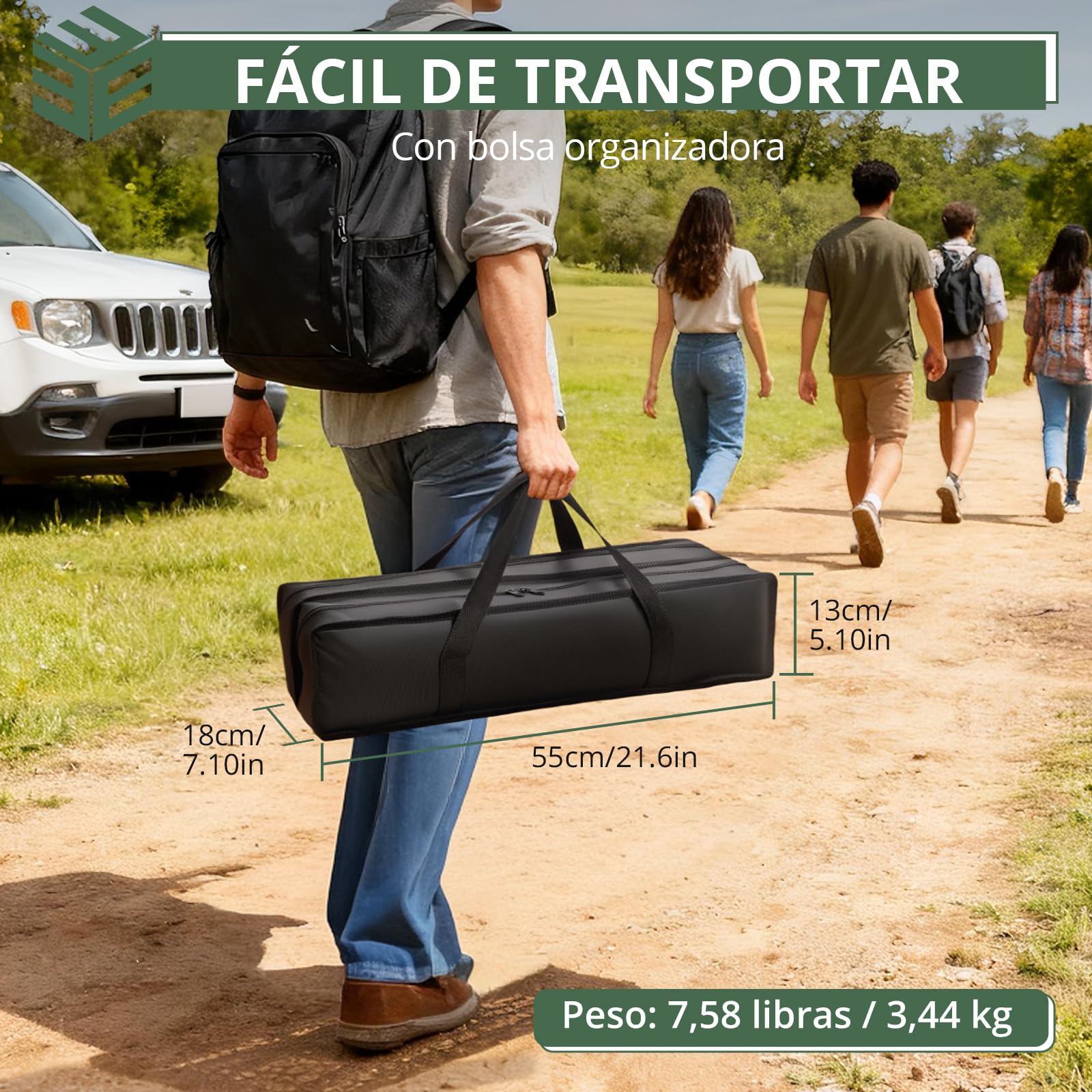 EYPINS Mesa Plegable Camping IGT(3.5 unidades) 88x38cm,Altura Ajustable Continua 38-55cm,con Barra Lateral Colgante,Combina Estufas Parrillas y Cajas de Almacenamiento para Camping Autocaravana Picnic