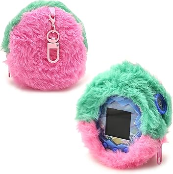 Plush Cover for Tamagotchi Paradise, Portable Protective Case with Zipper, 360-degree Full Protective Pink