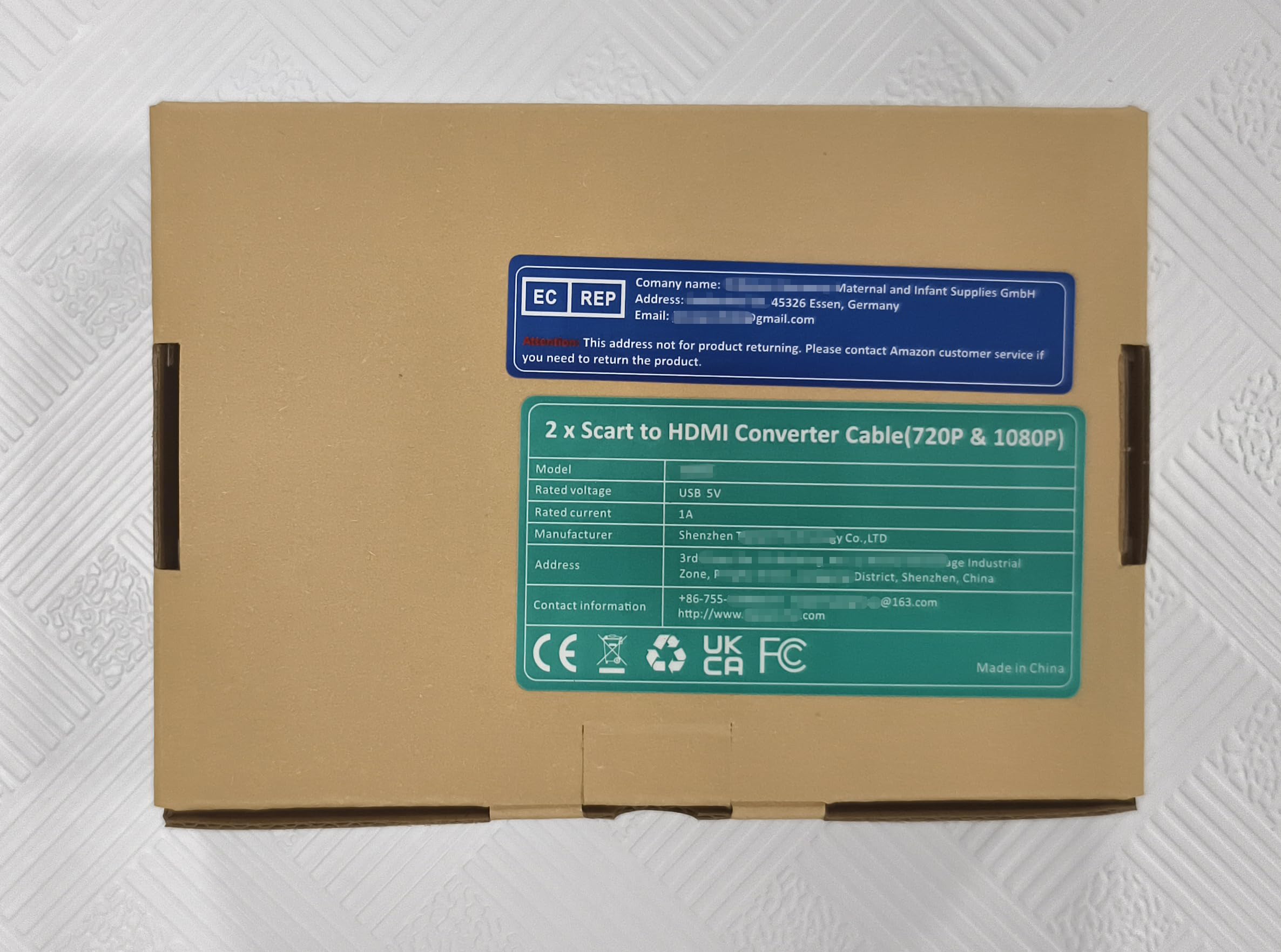 PARUIEN Convertitore da Scart a HDMI con Interruttore di Uscita 720P/1080P, Convertitore di Due Scart in Uno Uscita HDMI, Compatibile con DVD/STB/Sky