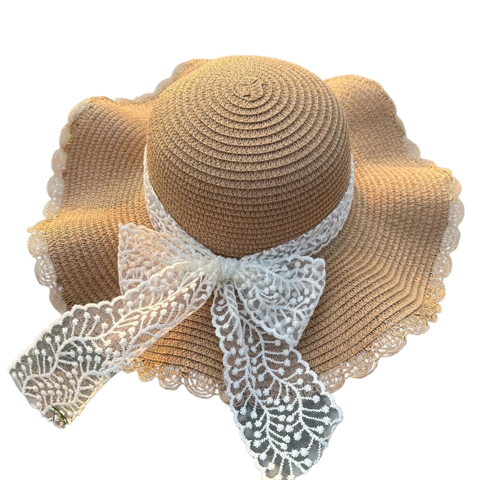 Cappellino da Baseball,Cappello Pescatore Elegante Bow Sun Cappello per Le Donne, Leggero di Vacanza Ampio Bordo Viaggi in Spiaggia E Usura Quotidiana-nz478-khaki