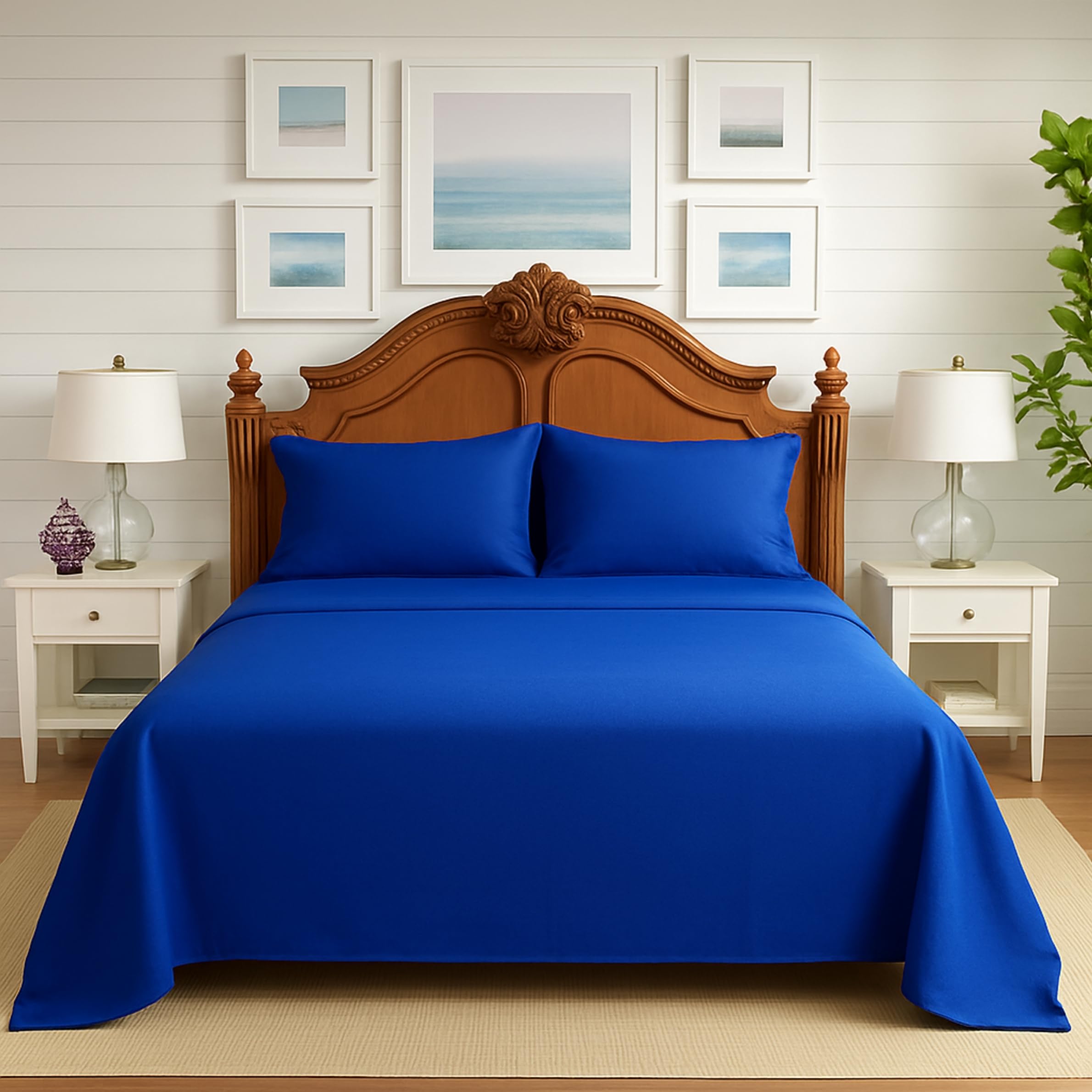 Premium Polycotton Easy Care Flat Sheet – Soft, Durable & Breathable Bed Sheets for Everyday Comfort (Royal Blue, King (254cm x 275cm))