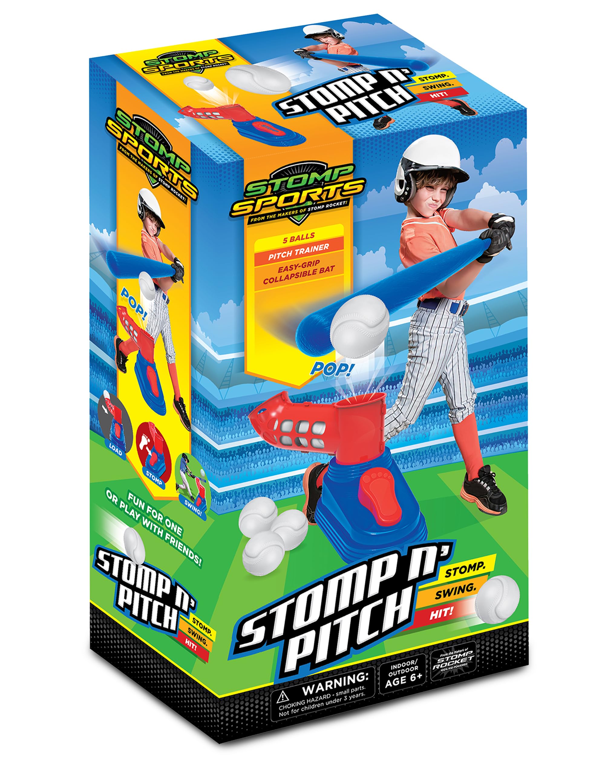 Amazon.com: Stomp Rocket Stomp N Pitch Baseball Pitching Machine