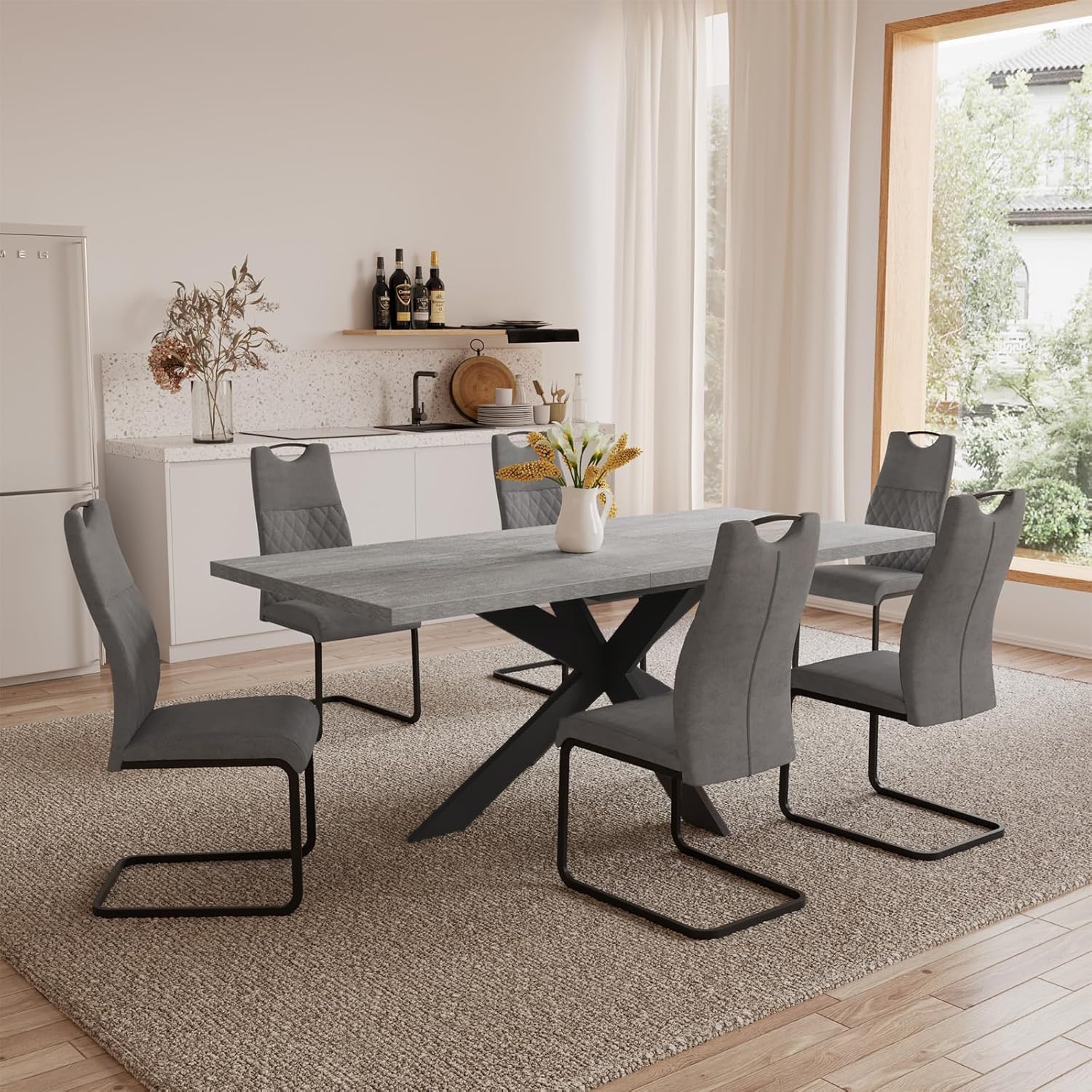 Amazon.com - ZckyCine 7-Piece Dining Table Set, 6-Person