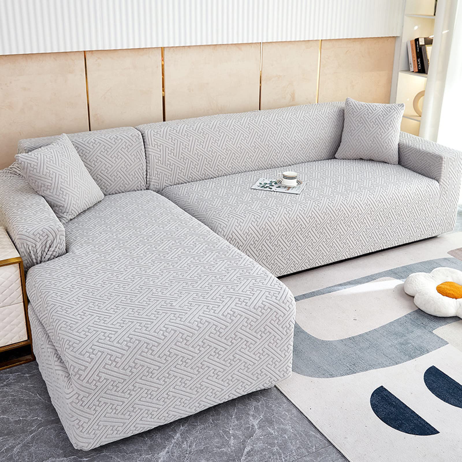 Housse de canapé méridienne extensible grise pour sublimer votre salon