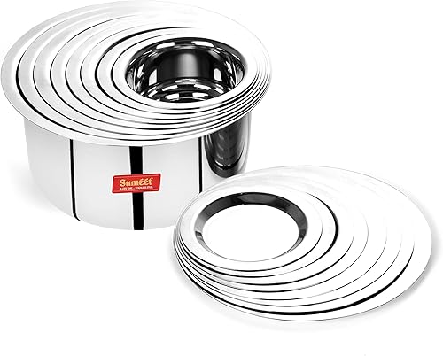 Miniatura 6 de Sumeet Tapa de acero inoxidablepatilautensilios de cocina con tapas, 12.5 fl oz, 18.6 fl oz, 27.1 fl oz, 37.2 fl oz, 47.3 fl oz, 60.9 fl oz, 77.8 fl