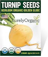 USDA Organic Golden Globe Turnip Seeds - 500 Non-GMO Heirloom Seeds for Crisp Sweet Roots & Edible Greens | Purely Organic