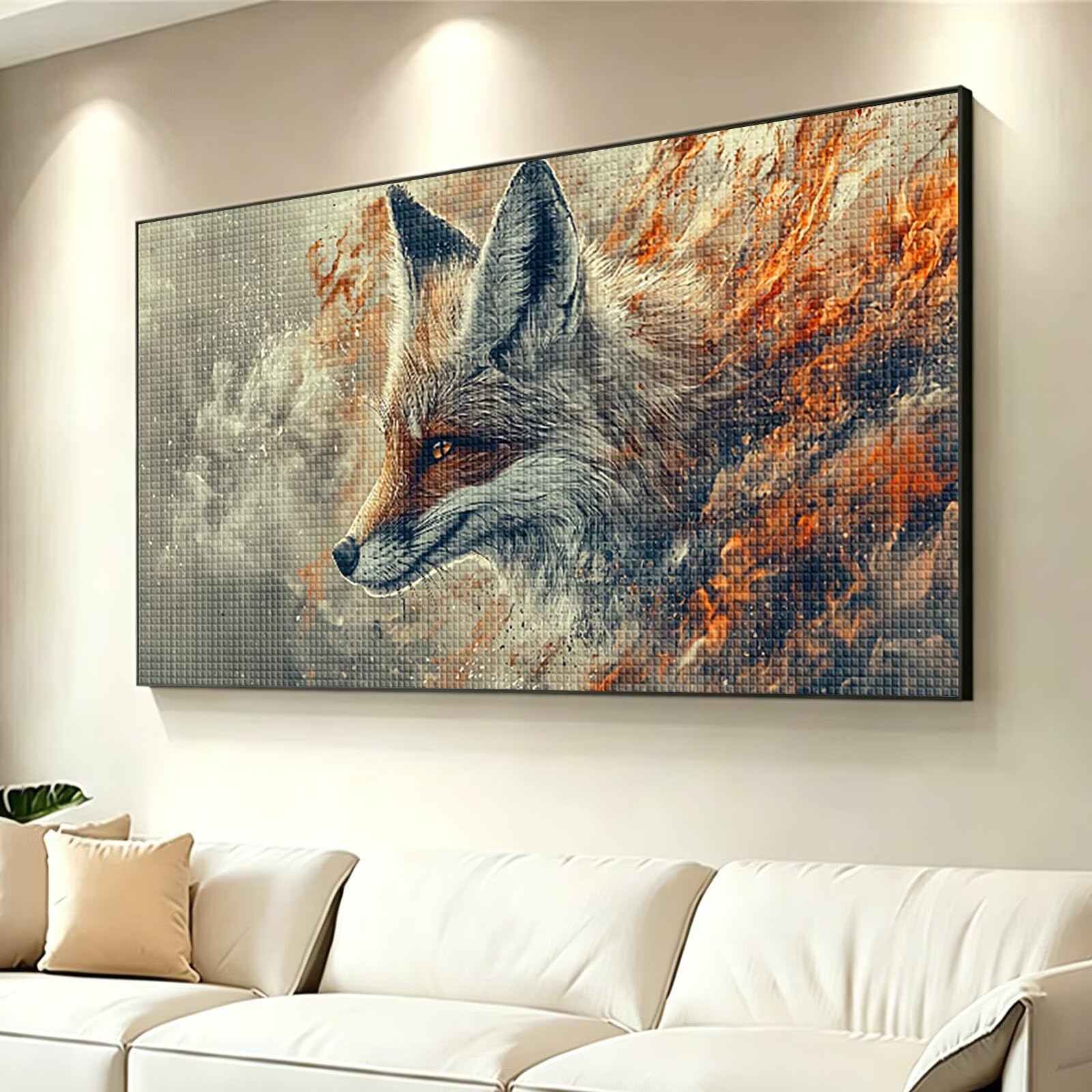 Diamond Painting Adultos Animal Pintura Diamante, Zorro Diamond Painting 5D Completo, DIY Cuadrado Bordado Punto de Cruz Cuadros de Diamantes Kit para Decoracion Hogar, Regalo Mujer 160x80cm 0J-838