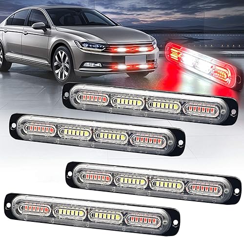 XTAUTO Luz estroboscópica LED de emergencia, 24 LED, rojo, blanco, rojo, intermitente, advertencia, peligro, construcción, precaución, barra de luz