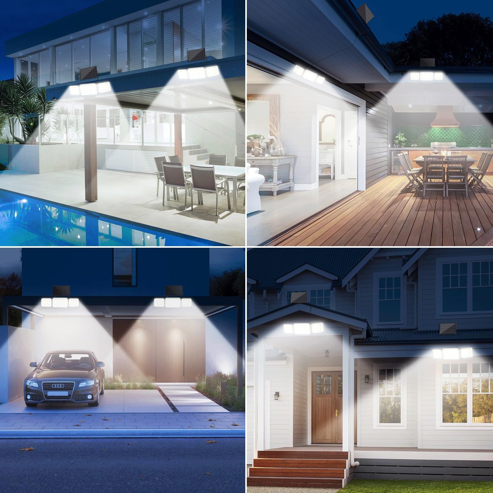 Luci Solari da Giardino, Faretto Led da Esterno Solare con Sensore di Movimento, Luce Solare Led Esterno con Telecomando 4 Modes IP67 Impermeabile, 2 Pezzi