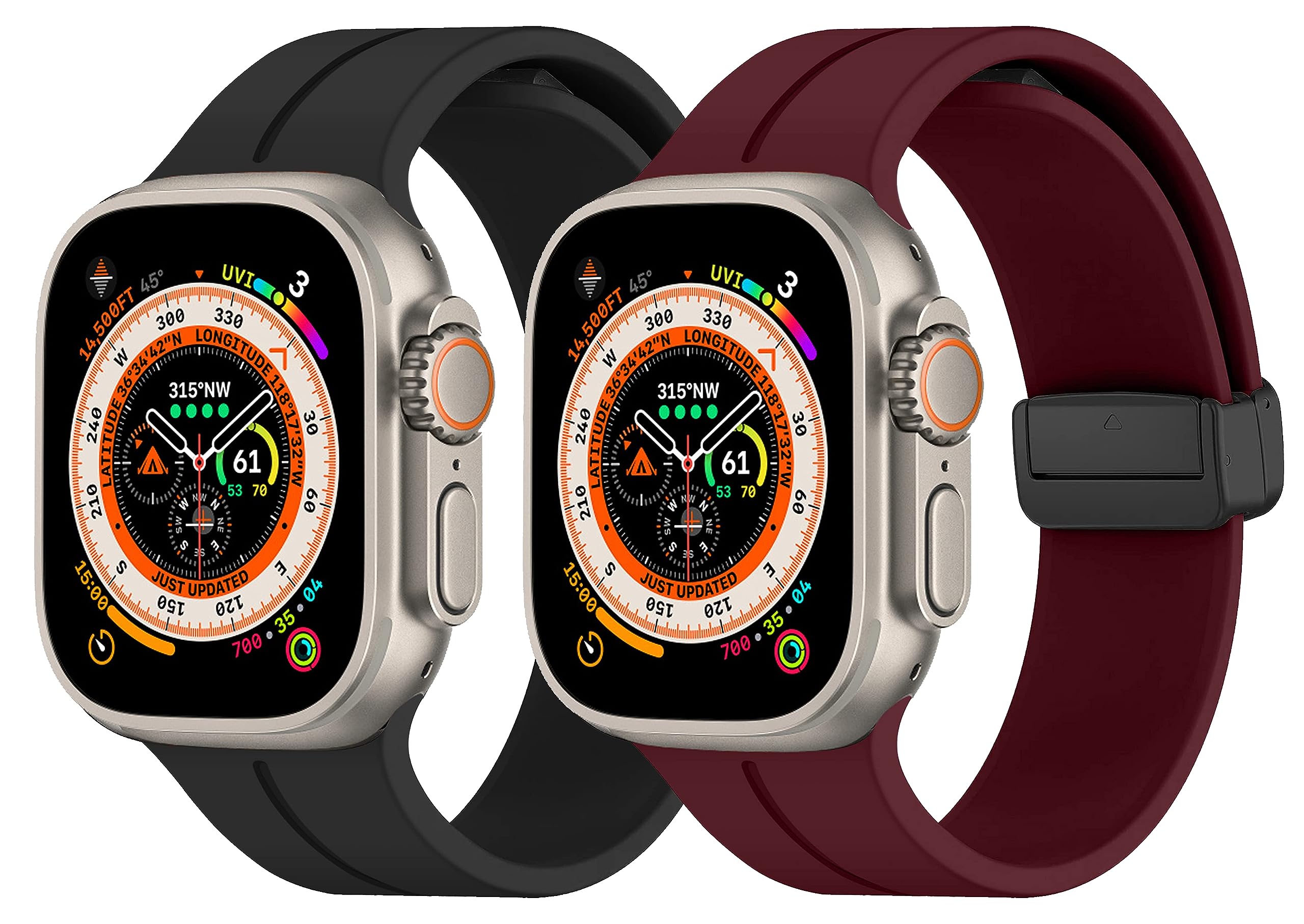mFoniscie Bands For Apple Watch Strap 49mm 45mm 44mm 42mm, Soft Silicon Magnetic Buckle Sport Watch Straps for Men Women Compatible with iWatch Ultra SE2 Series 8 7 6 5 4 3 2 1 Pack Of2 (B0CHB7938Q) Amazon Price History, Amazon Price Tracker