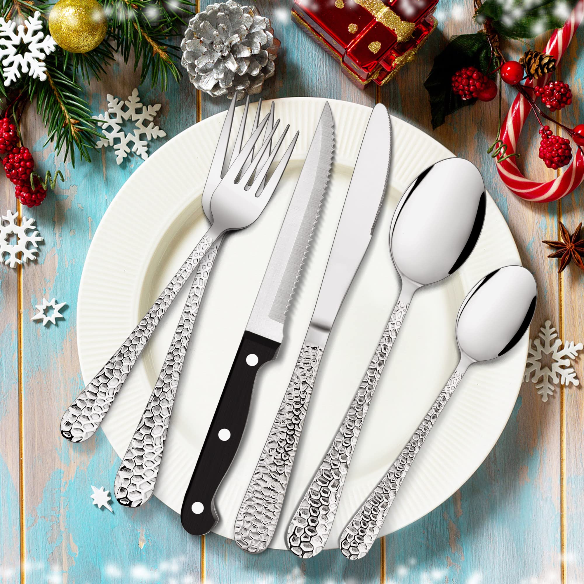 Set De 36 Couverts Inox Herogo - Inclut 6 Couteaux à Steak - Pour 6 Personnes