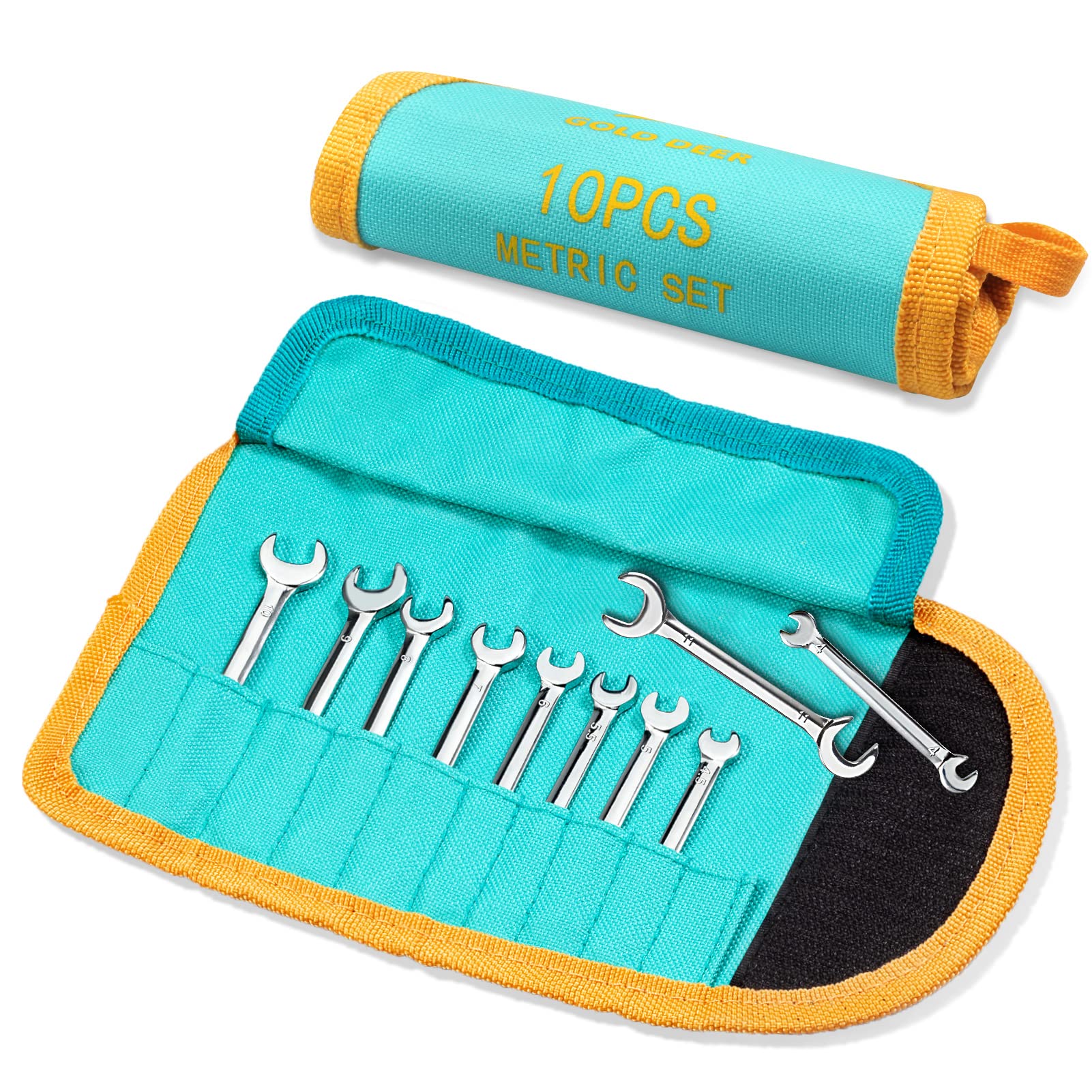 Jeu de 10 mini clés métriques plates de 4 à 11 mm avec leur pochette