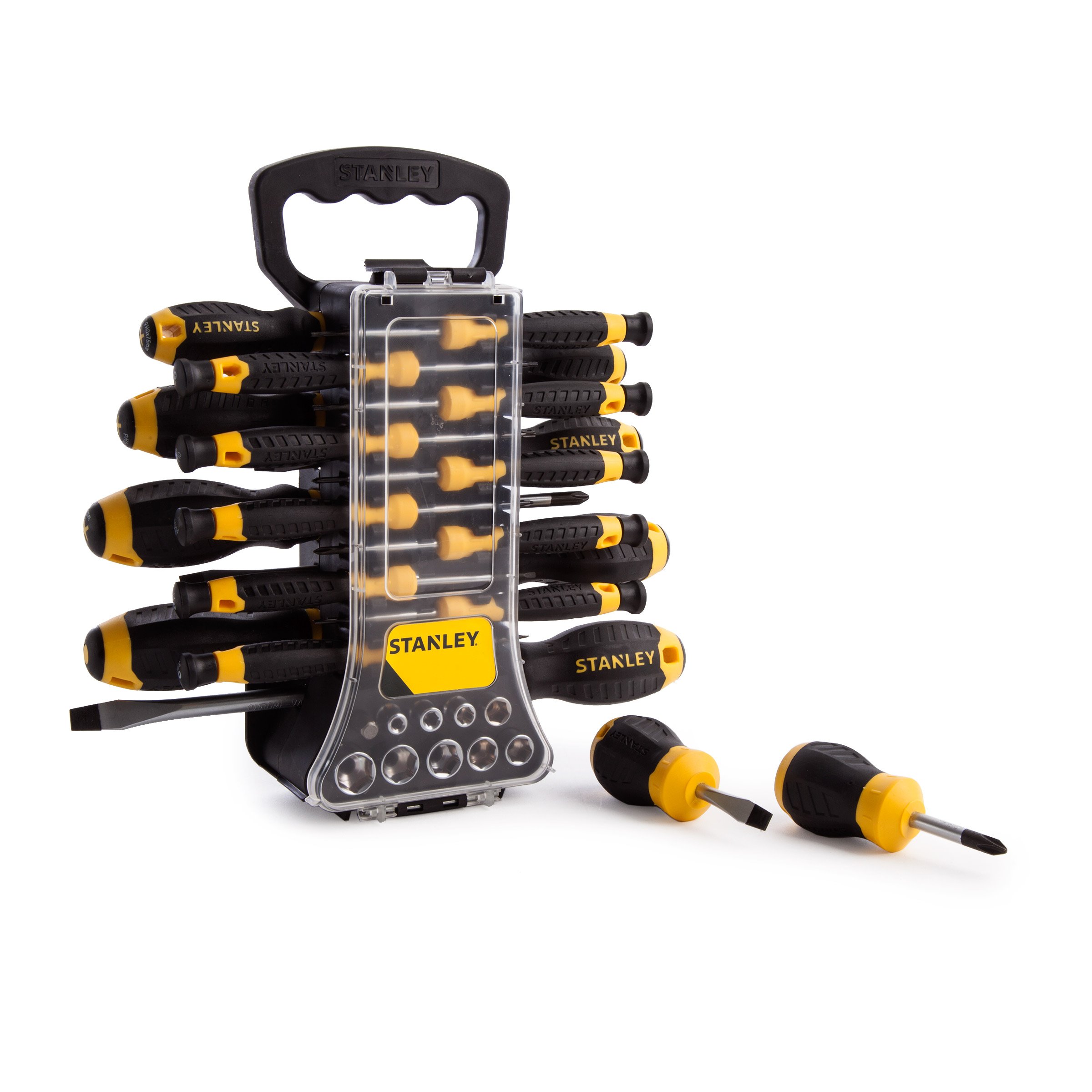 Stanley Schraubendreher-Set 10-teilig – Mit CushionGrip Griff, Schlitz, Phillips, Für Holz & Metall