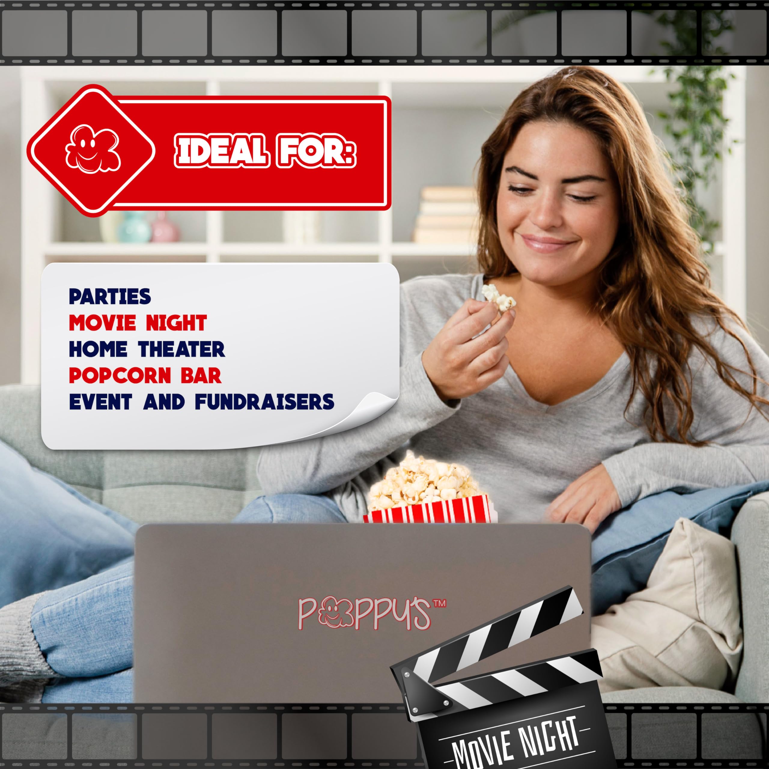 Poppy's Bolsas de papel para palomitas de maíz – 500 bolsas de grado concesionario de 2 onzas, accesorios para máquinas de palomitas de maíz para barras de palomitas de maíz, noches de cine,