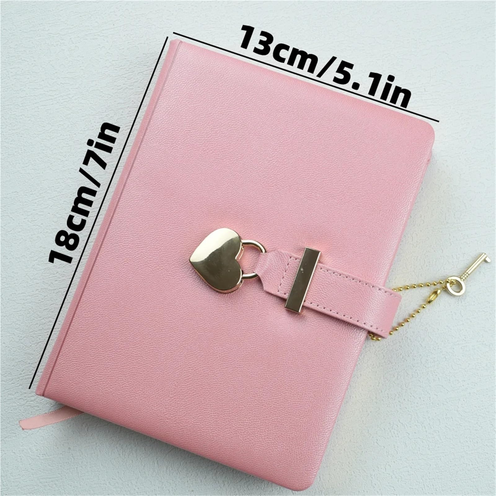 Tagebuch Mit Schloss Rosa Notizbuch mit Schloss und Schlüssel, PU-Ledereinband, 120 linierte Seiten, süßes Reisetagebuch for Schul- Bürobedarf