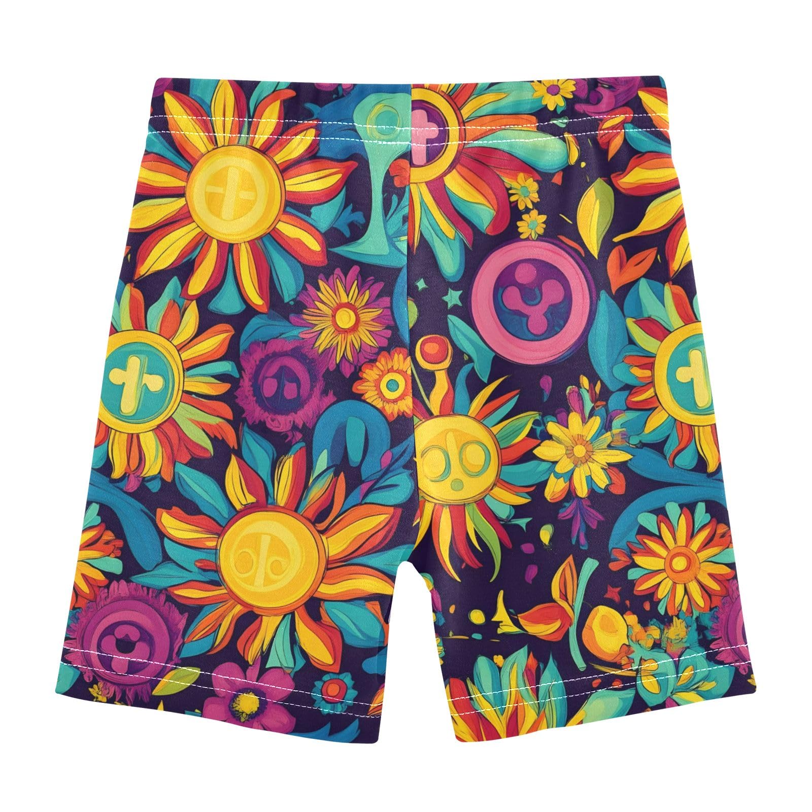 CHIFIGNO Girls' Cartwheel Shorts Bike Shorts Kids Cotton Dance Short for Under Dress Vibrant Suns Flowers 4T