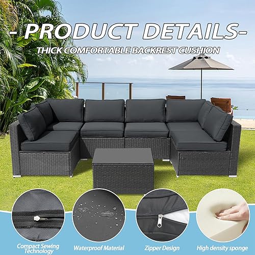 Miniatura 3 de Cojines para muebles de patio, 14 cojines de repuesto resistentes al agua para exteriores, cojines de sofá seccionales para juegos de conversación