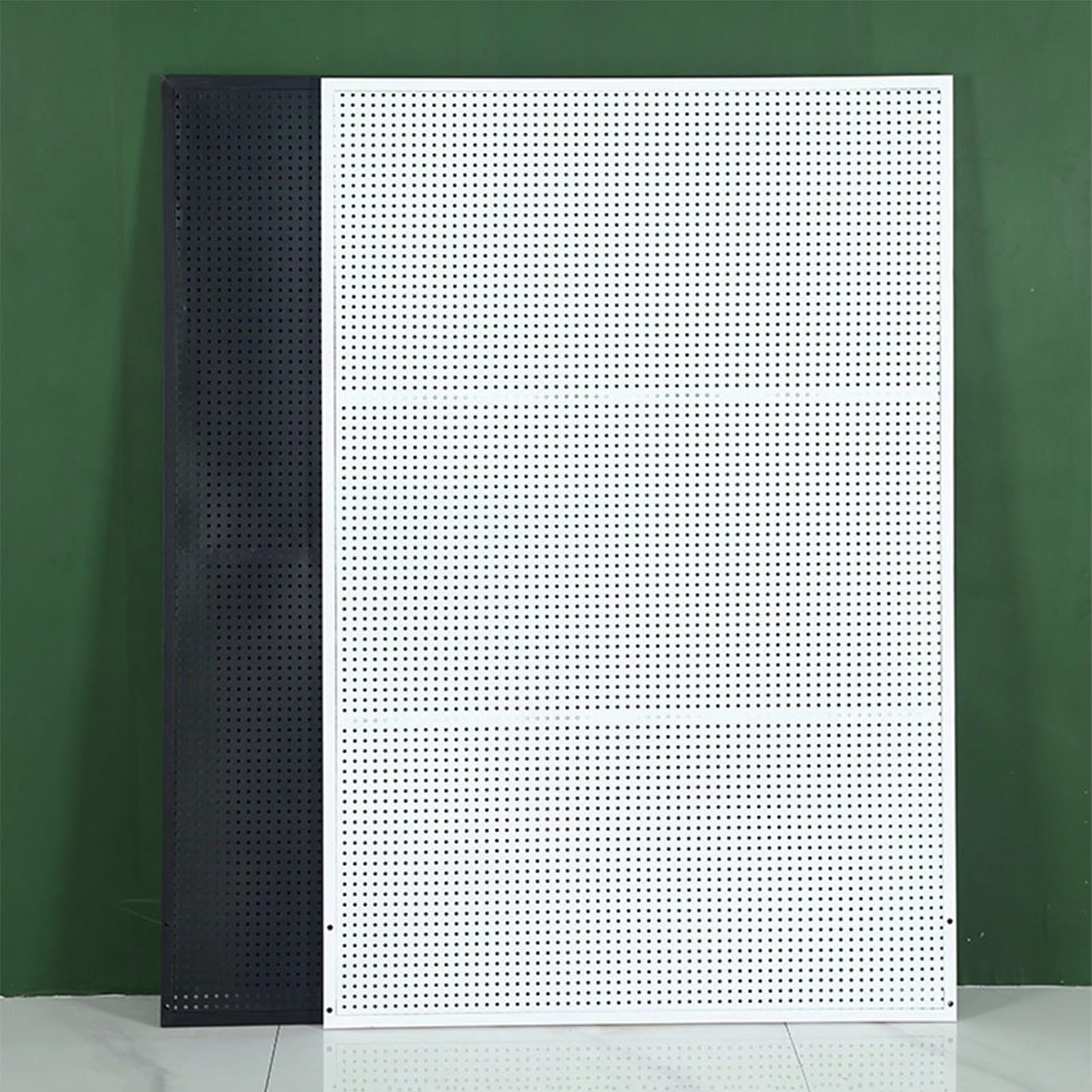 Expositor de metal con panel perforado y 20 ganchos, organizador independiente para tiendas minoristas y ferias de artesanía, sistema de almacenamiento de paneles perforados (blanco, 50 x 40 x 150 c