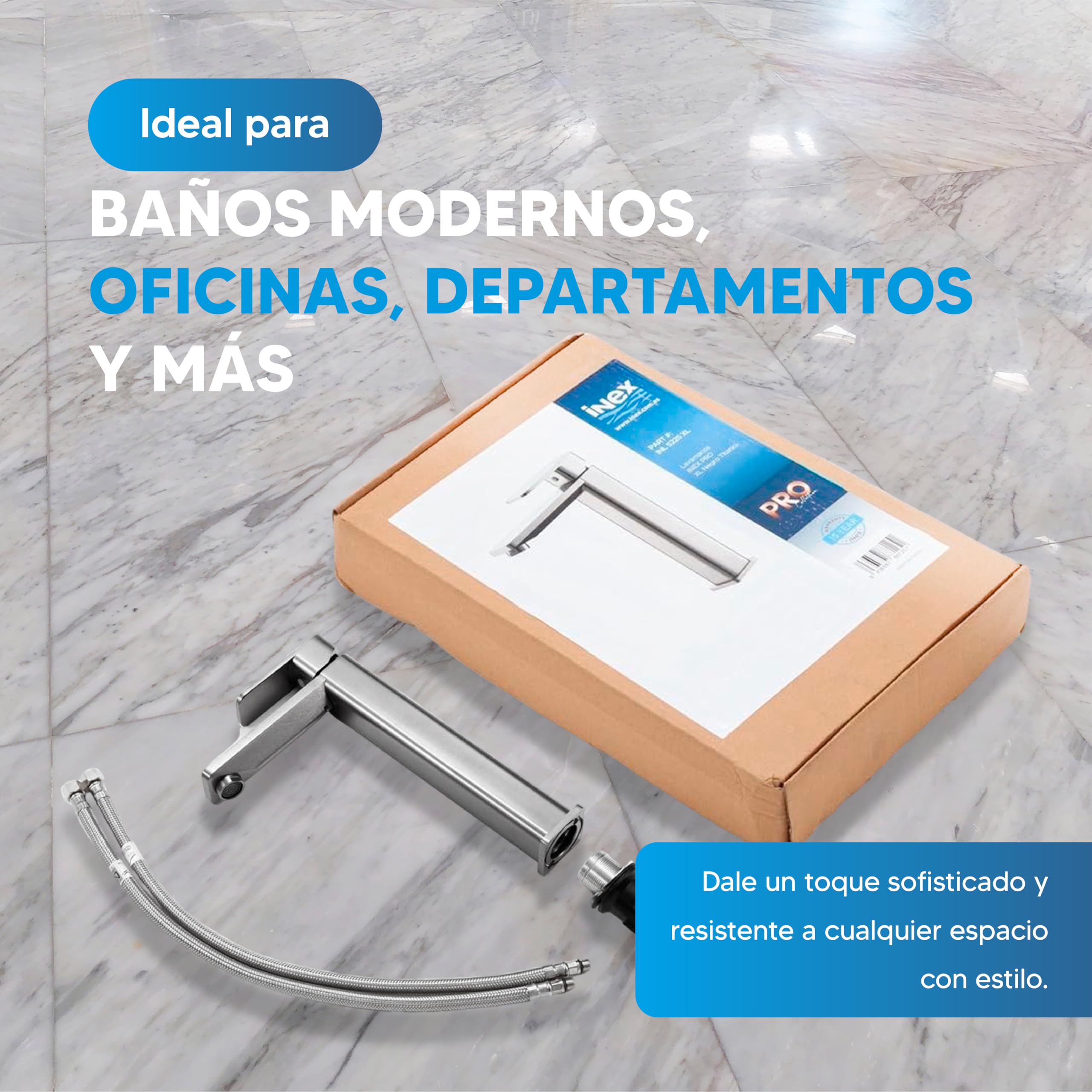 INEX EUROPA Grifo Lavamanos Negro Gris Titanio XL con Acabado Pulido - Grifo Baño Moderno con Fácil Instalación - Grifo de Lavabo Metálico de Alta Resistencia con Flujo Preciso – GARANTÍA 10 Años