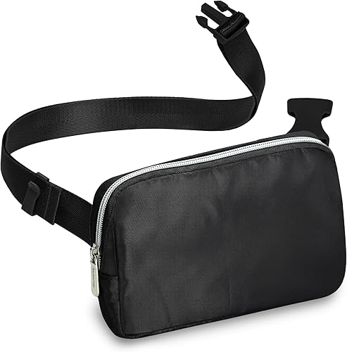 Riñonera diaria para mujeres y hombres Riñonera Riñonera ligera para viajes, deportes, senderismo, Negro - 1 bolsillo, Riñonera