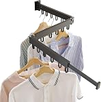Drying Rack Clothes Wall Mounted,Clothing Rack with Foldable Features(Tri-Fold),Hockey Drying Rack,Wall Mounted Drying Rack for Laundry Balcony Bathroom (Black) | Extendable Clothes Rail, Space Saving Aluminium Wall Clothes Dryer for Balcony, Bathroo