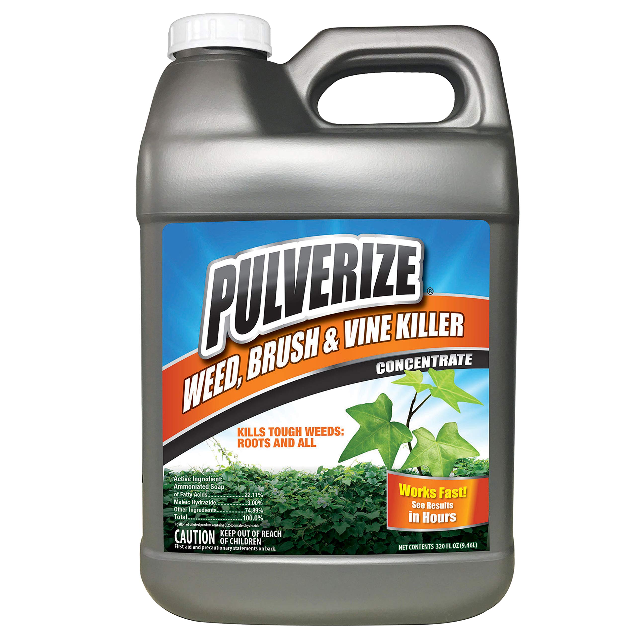 Pulverize Weed Brush and Vine Killer, Fast Acting, Non-Staining, Safe for People and Pets, All Year Round, Herbicide for Poison Ivy, Vines, and Weeds, Concentrate - 2.5 Gallons