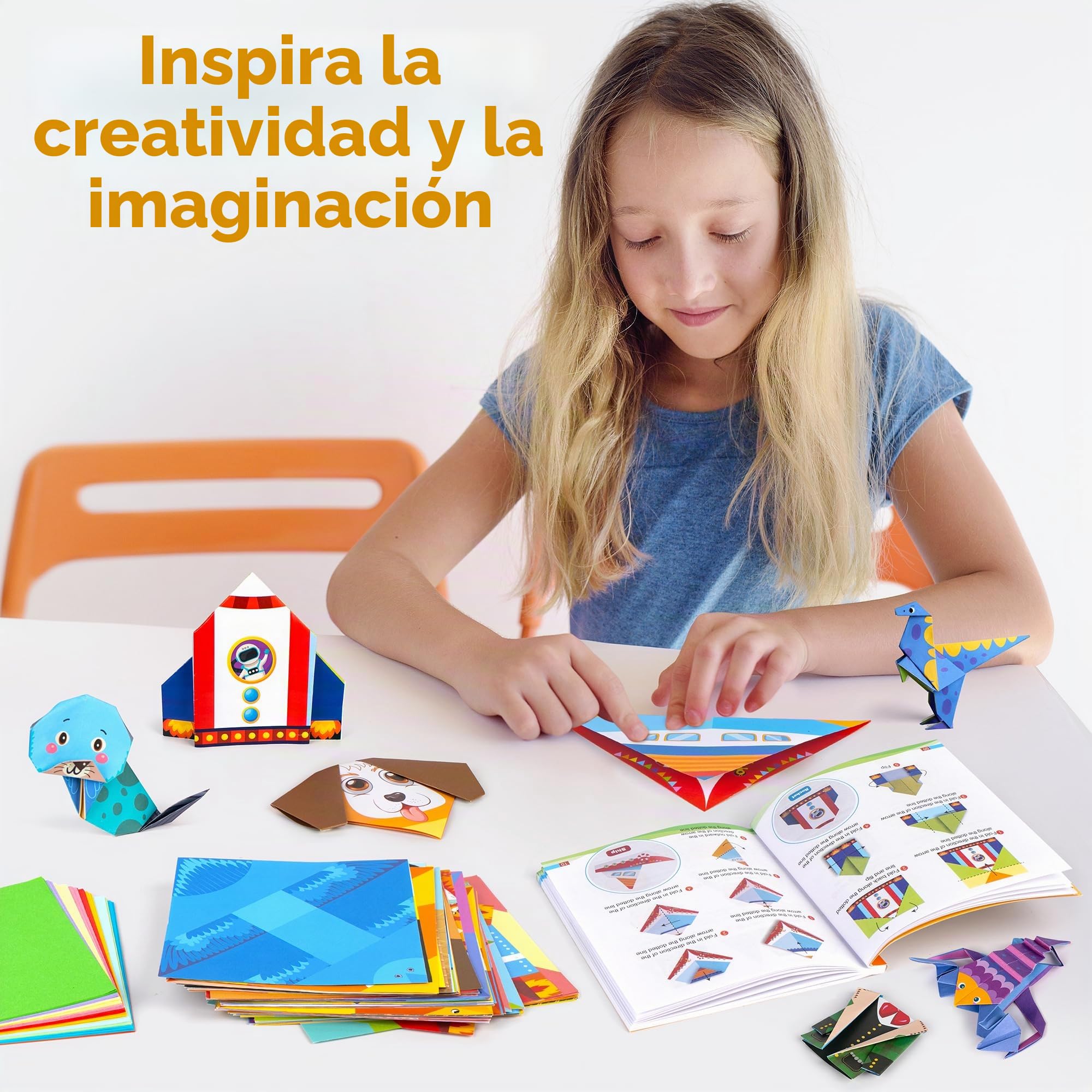 Mocoosy Kit papel origami 224 hojas doble cara 72 patrones tutorial vídeo libro arte artesanía niños regalo