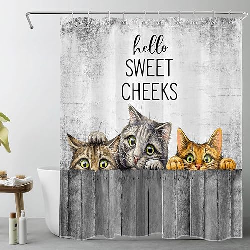 Miniatura 13 de LB Cortina de ducha botancial verde con flores silvestres azules y rosas con hojas sobre fondo beige, cortina de baño de flores rústicas con