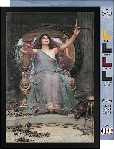 John William Waterhouse Circe Offering The Cup to Ulysses de John William Waterhouse Imprimir marco plano negro Reproducción de pintura de obra
