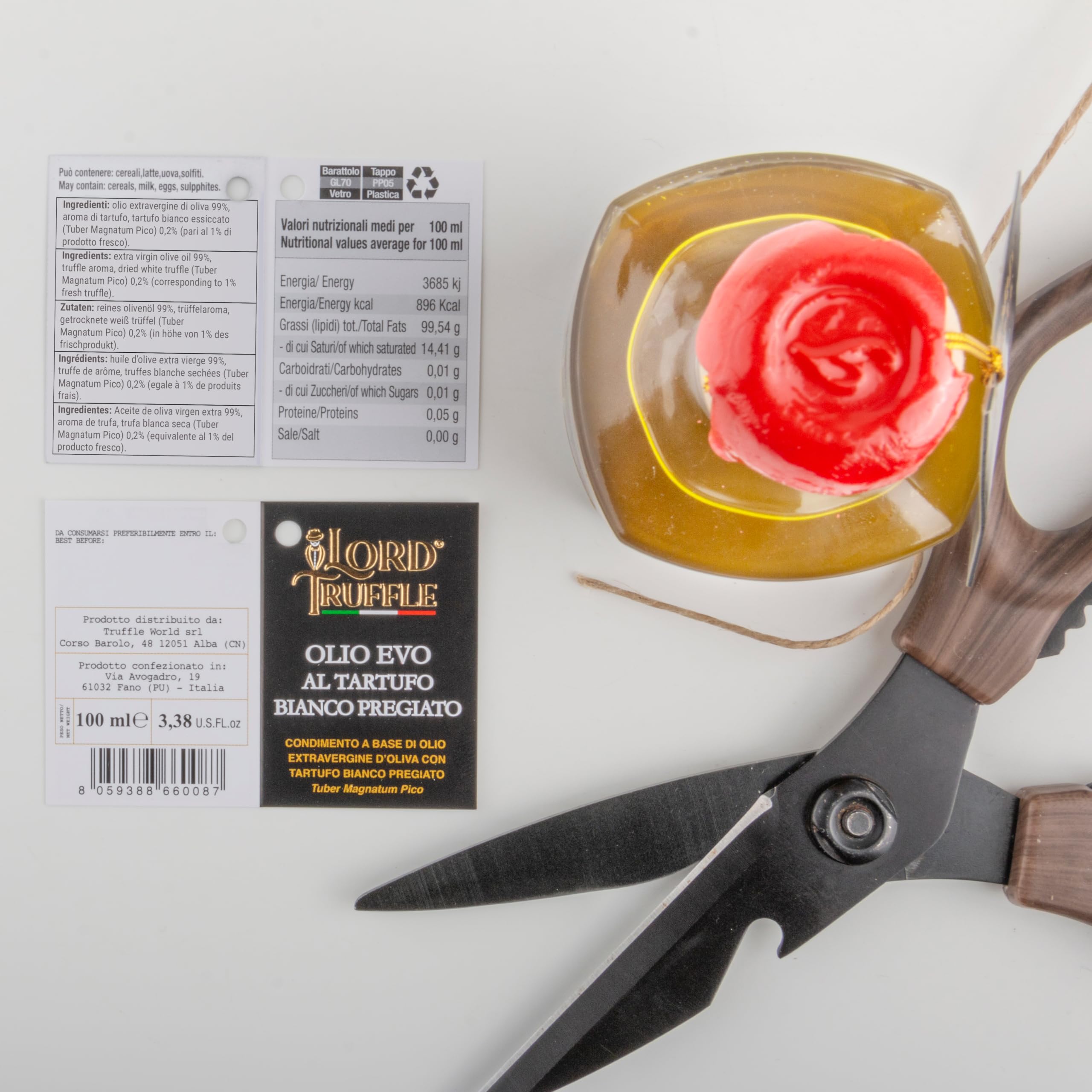 Lord Truffle | Set Regalo Lusso: 1 Olio EVO Italiano al Tartufo Bianco Pregiato 100ml e 60 g di Fiocchi di Sale Maldon con Tartufo Bianco Italiano Pregiato, Qualità 100% Italiana