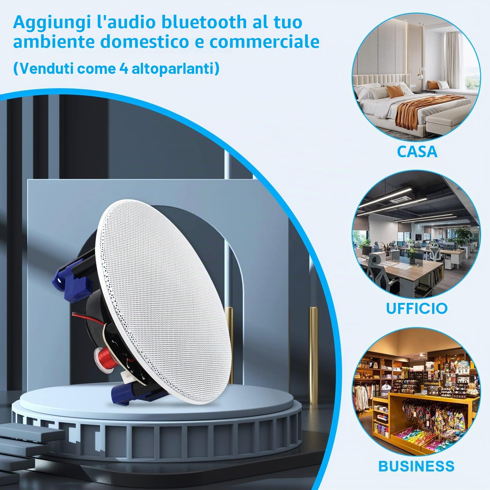 Herdio 160W 10cm 2-Way Bluetooth Altoparlanti Soffitto 2 Paia
