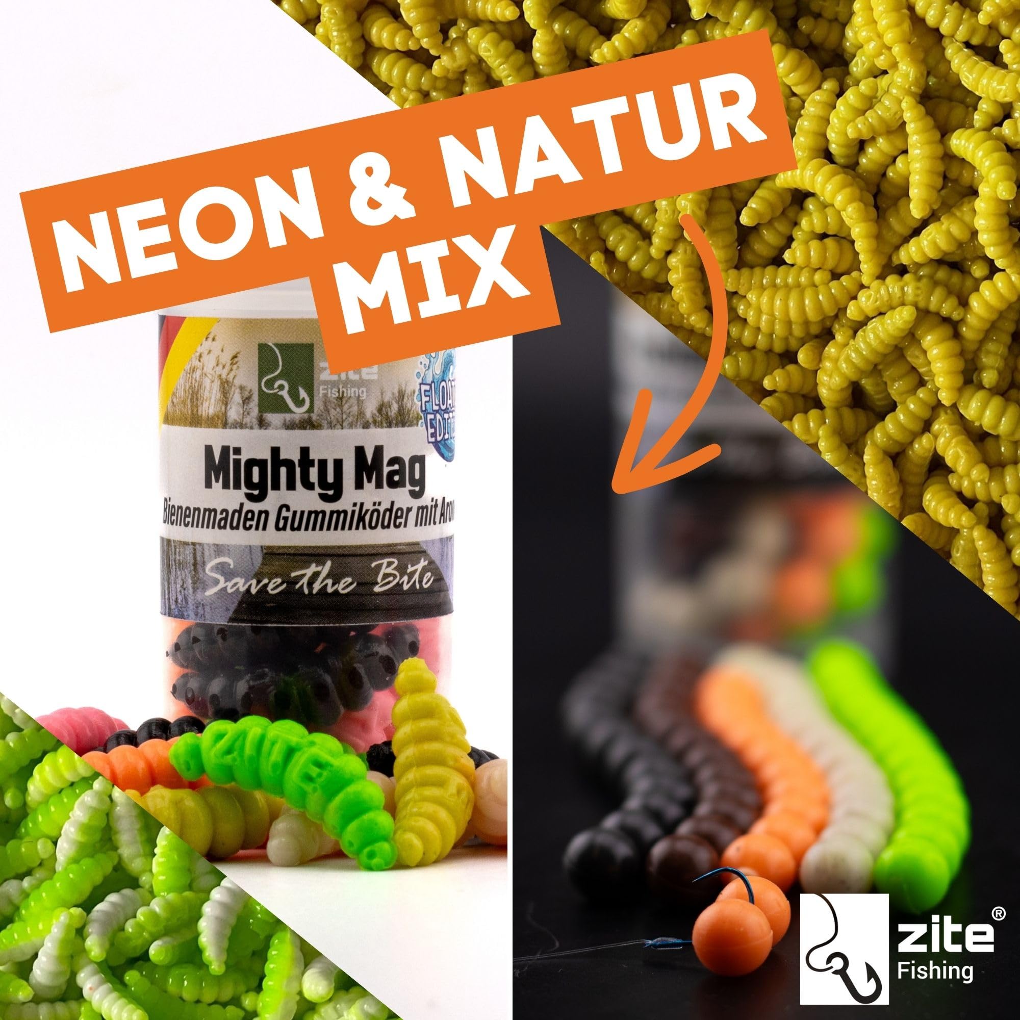 Zite Fishing Forellenköder Auftreibend XXL Set | Floating Forellen Angelköder | Troutmallows, Mighty Mag, Forellenteig, Bubbly Beads | Inklusive Bodentaster, Vorfachhaken & Mehr für Forellensee