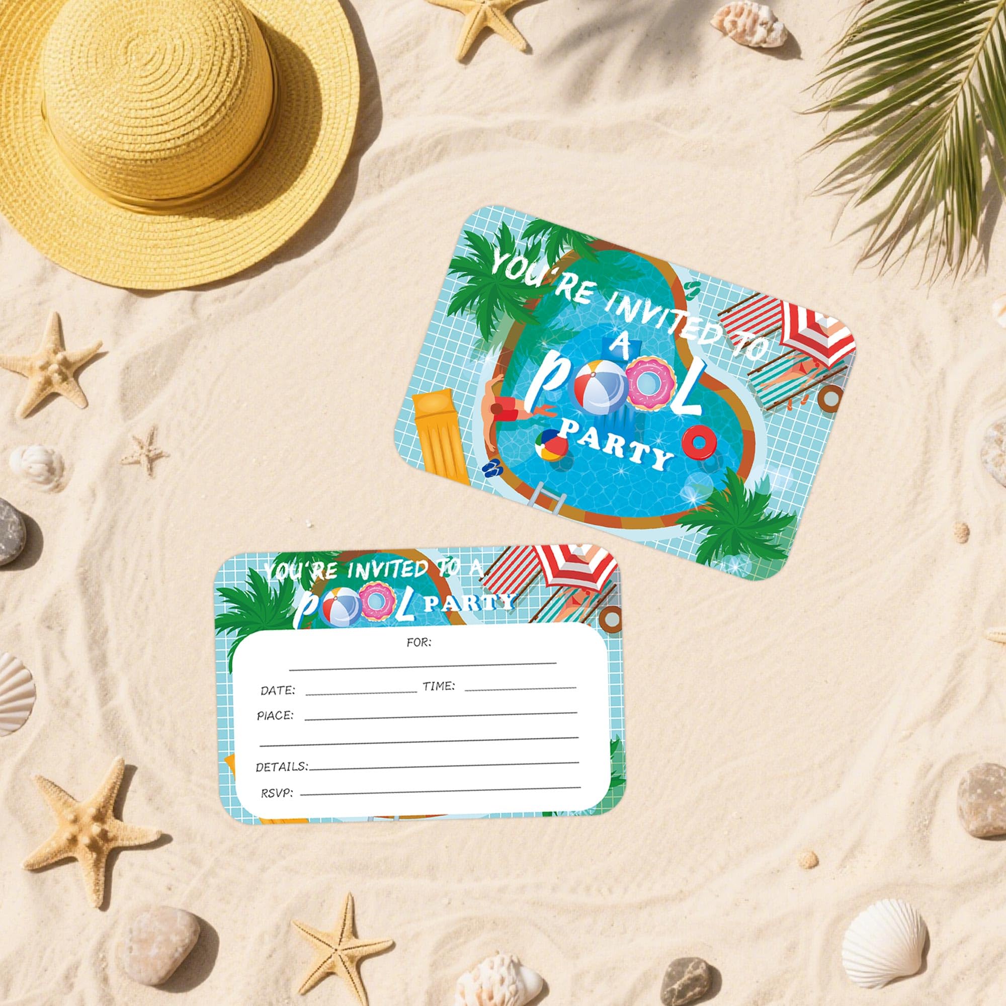 30pcs Pool Invitations With Envelopes Fill-in Party Invitation Cards You Are Invited Berry Cards Summer Beach Invitations for Wedding, Shower, Holiday PartyBirthday - Image 3