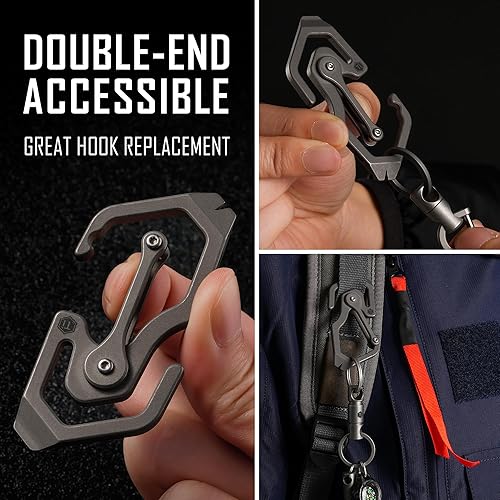 Miniatura 6 de KeyUnity Llavero de mosquetón de titanio multiherramienta de 3 funciones en 1 para el transporte diario