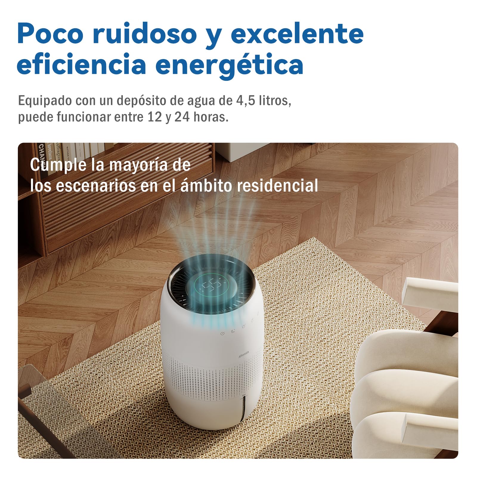 Humidificador de evaporación en frío, sin niebla, sin niebla, para personas alérgicas y embarazadas de hasta 45 m², habitación infantil, habitación de bebé, dormitorio, purificador de aire