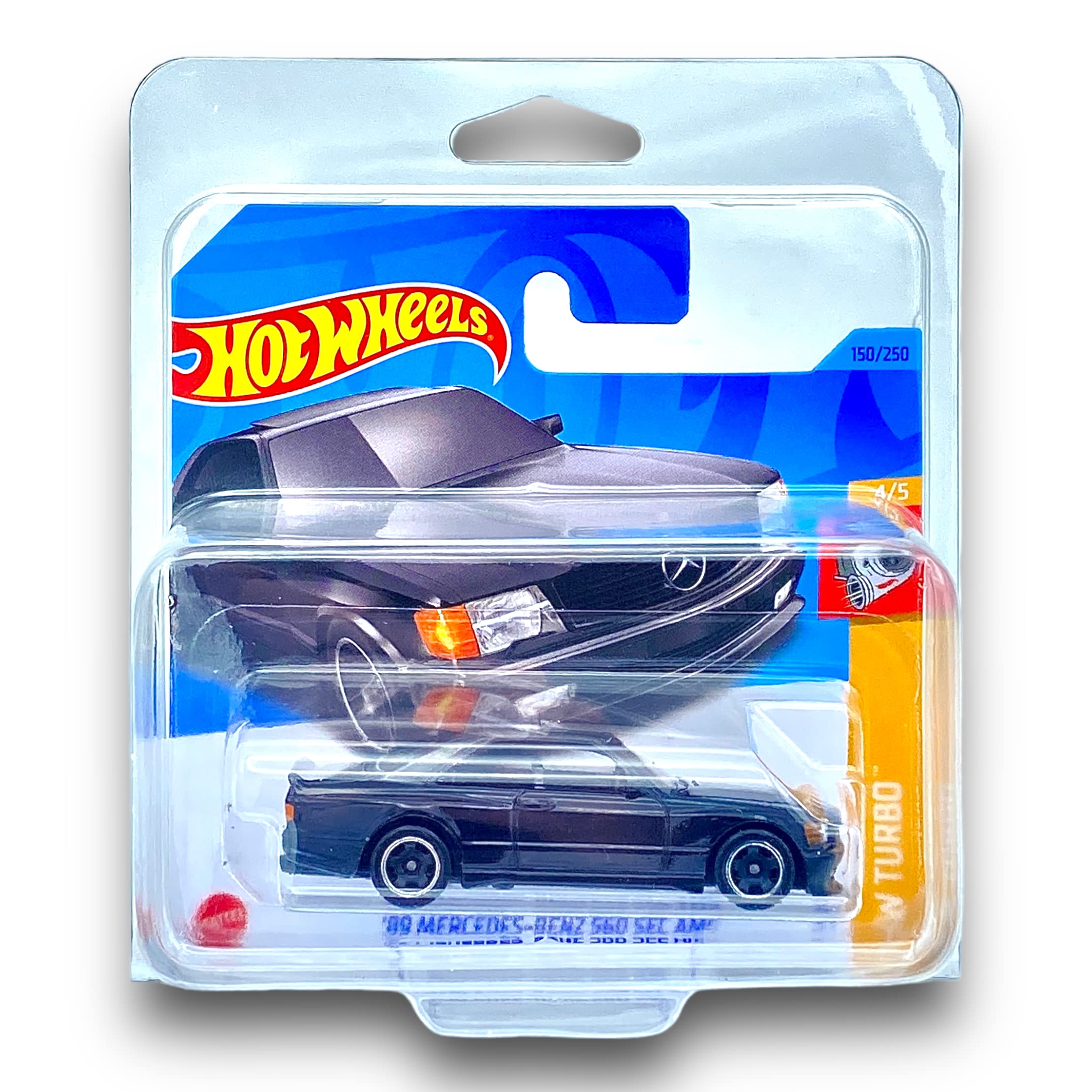 Hot Wheels '89 Mercedes-Benz 560 SEC AMG (Black) 4/5 HW Turbo - 2023-150/250(Short Card) - COMES IN A KLAS CAR KEEPER PROTECTIVE COLLECTORS CASE - HKG45