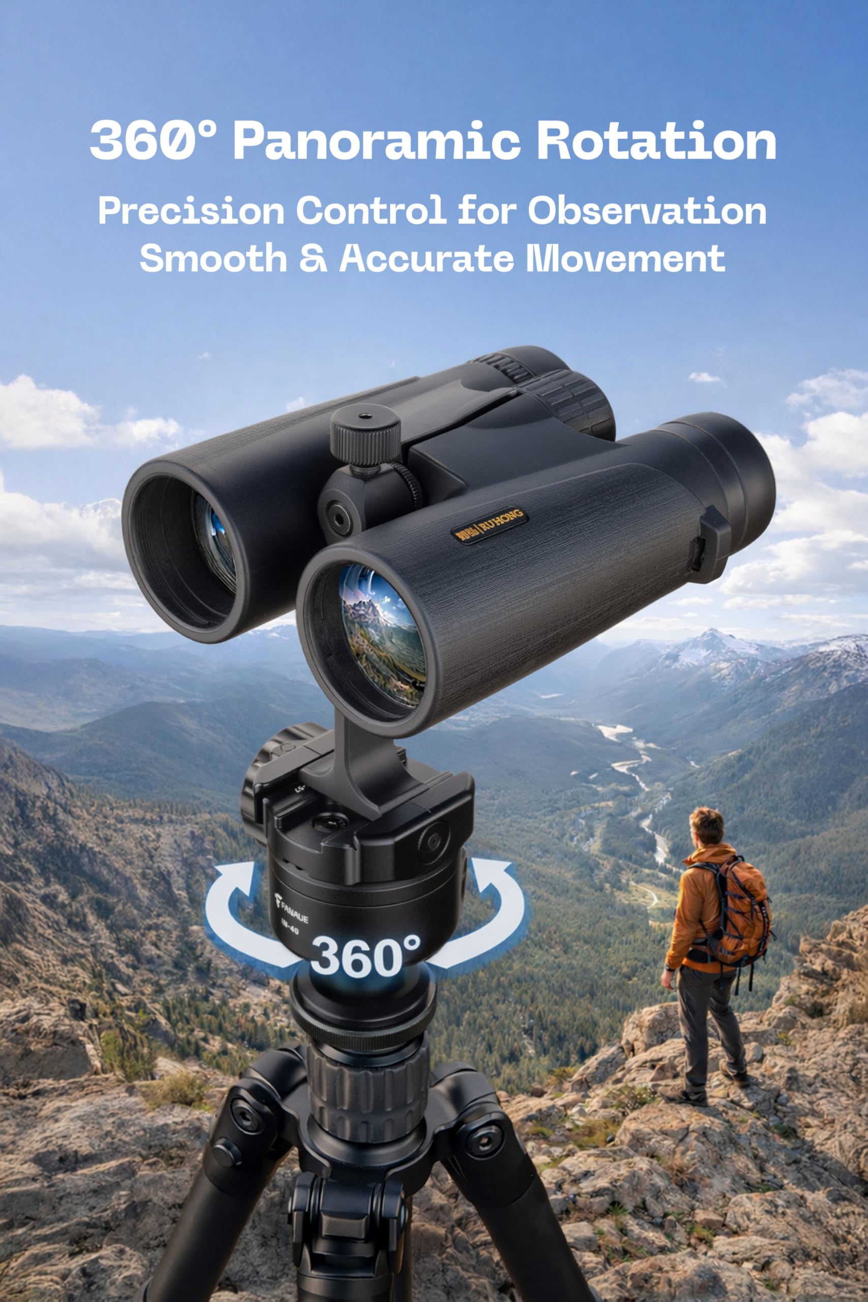 FANAUE IN-40T Testa fluida per treppiede, a basso profilo, 40 mm, testa a sfera compatibile con Arca Swiss/RRS, testa a sfera con filettatura da 3/8" con piastra a sgancio rapido per monopiede, DSLR