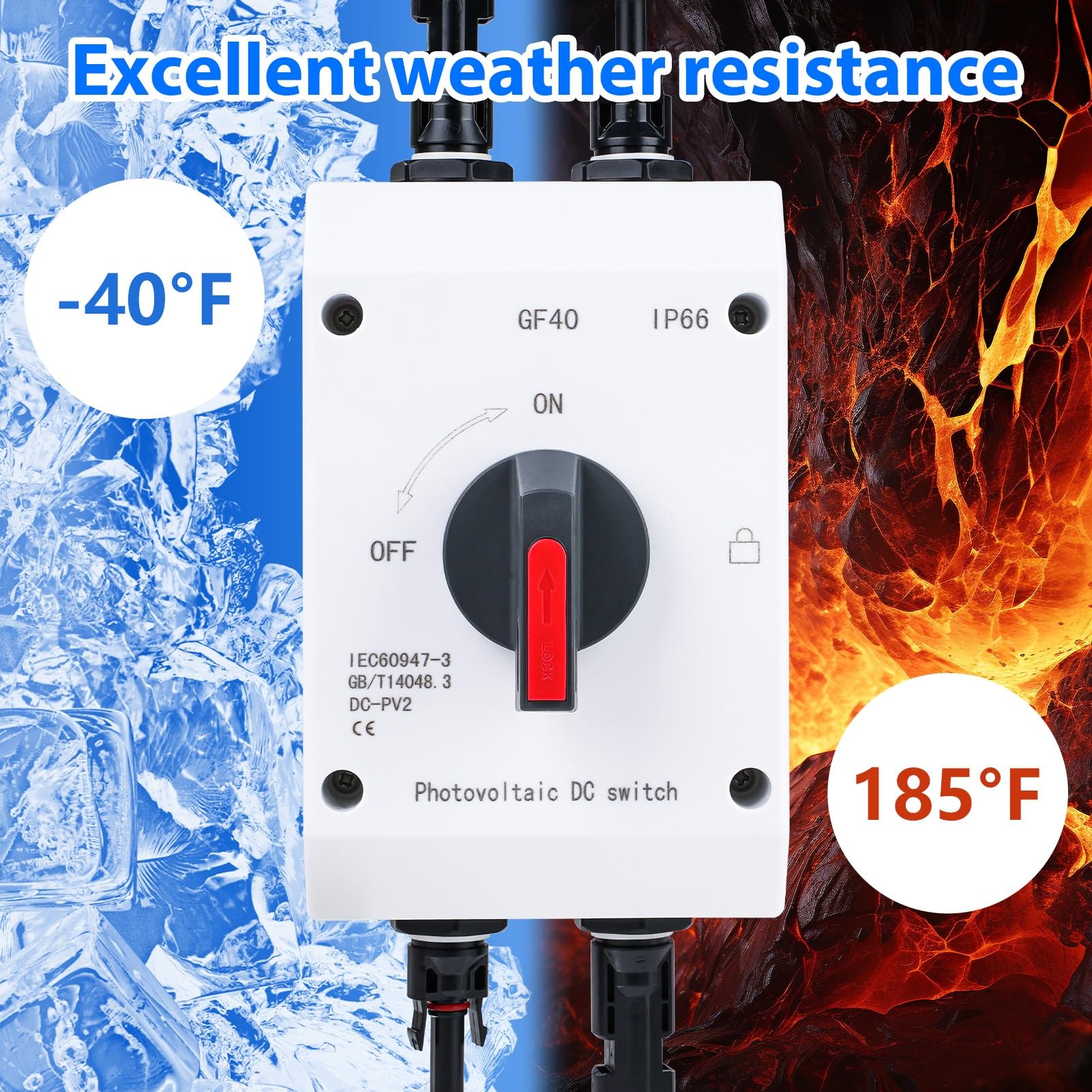 Jadeshay Sezionatore DC Fotovoltaico 32A 1000V CC Commutatore Interruttore di Trasferimento Solare Impermeabile IP66 per Scatole Combinate Solari Camper Barche e Sistemi Solari ON-Grid/OFF-Grid