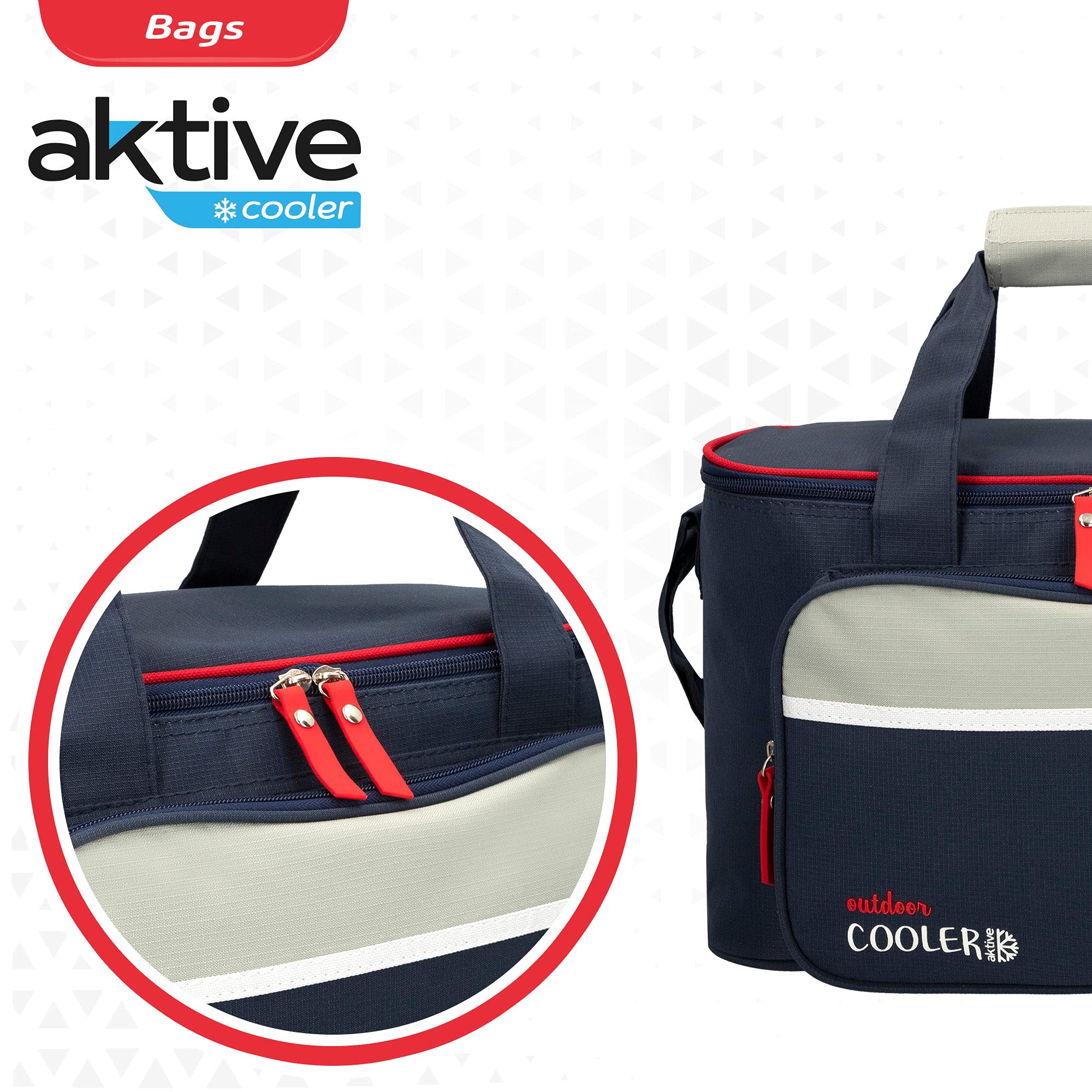 AKTIVE Borsa termica morbida da 16,5 l (36x21x22 cm), isolamento termico, doppia maniglia e tracolla regolabile, tasca frontale con cerniera, ecologica e senza CFC, leggera e facile da pulire (80727)