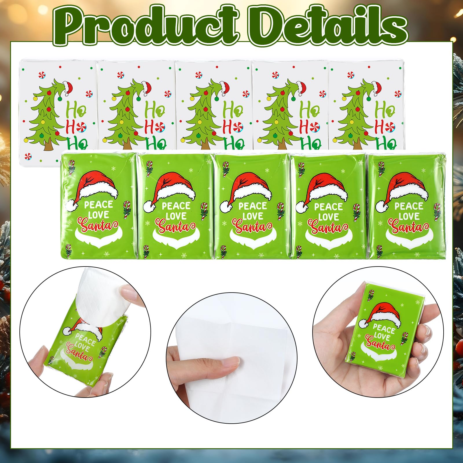 Fourluoo Confezione da 100 fazzoletti tascabili, confezione singola, 3 veli, mini fazzoletti per il viso, formato da viaggio, per estate, autunno, Natale, feste di nozze (stile romanzo)